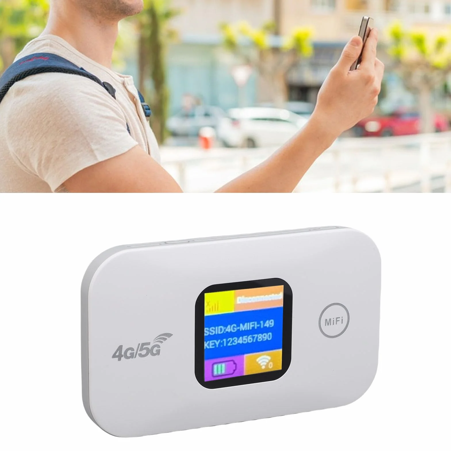 ASHATA 4G LTE Portable WiFi Mobile Hotspot, Routeur de Modem de 300 MbpSinternet avec Fente de Carte SIM et Construit en Batterie 2100mAh, pour Les Travaux à Domicile et 10 Appareils