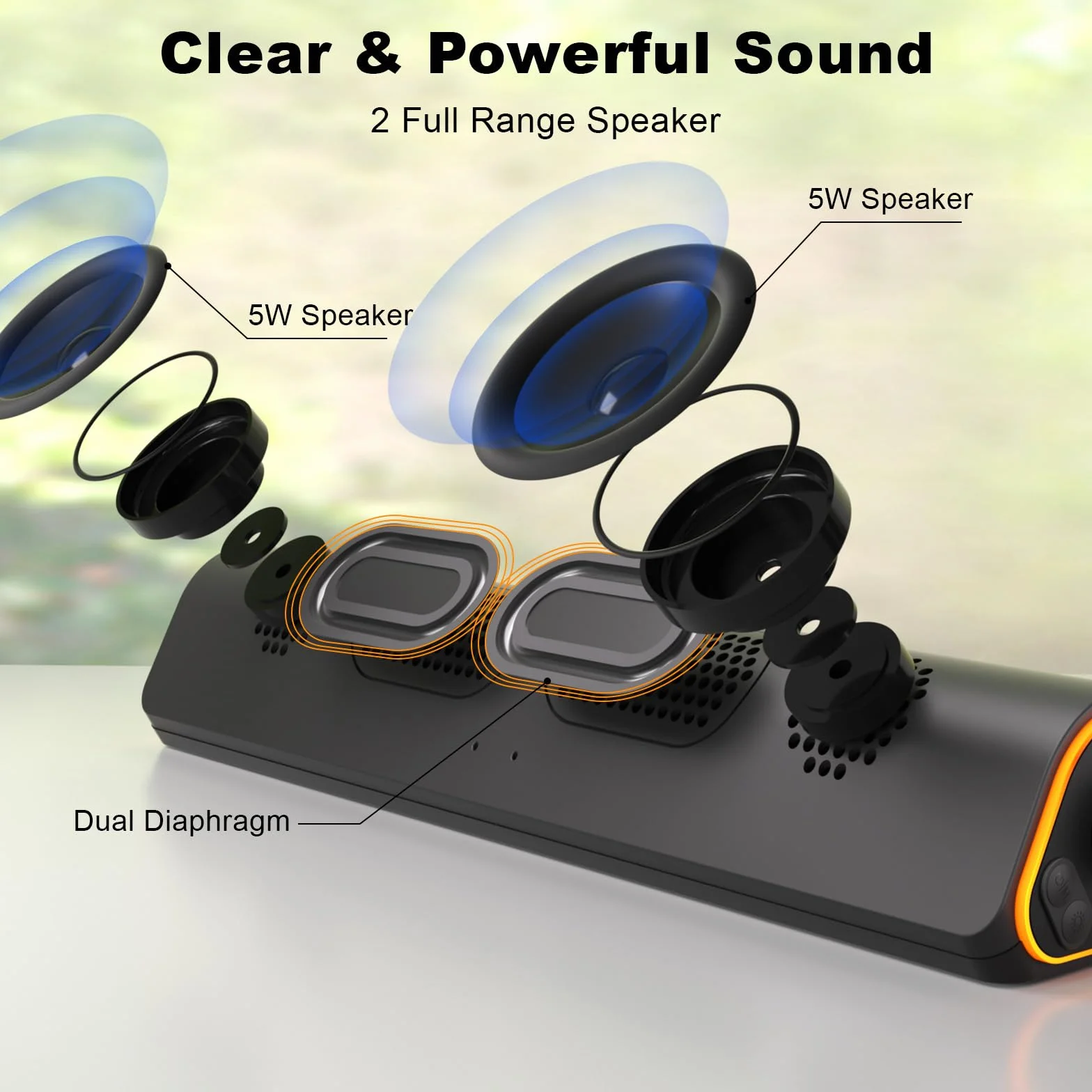 SOULION R50 Enceinte PC pour Ordinateur Portable, Tablette, Moniteur | Bluetooth & 3,5 mm, Alimenté par USB, Barre de Son PC, RGB, 42 x 8 x 9cm