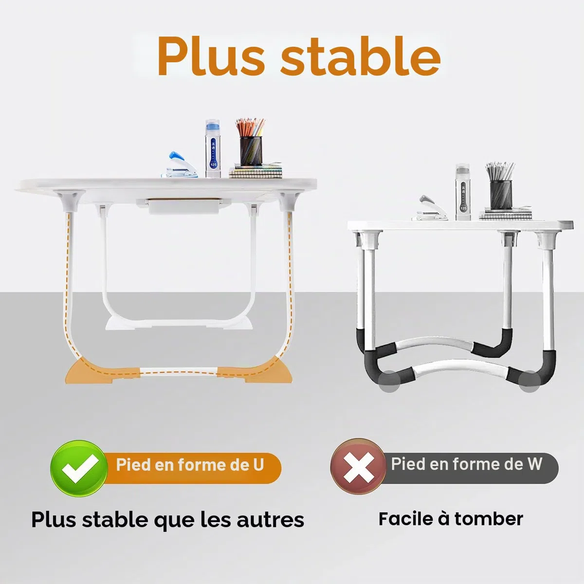Amaredom Table pour Ordinateur Portable, Table de Lit, Support pour Ordinateur Portable, Support de Lecture avec Tiroir de Rangement et Porte-gobelet pour Boire sur Le Lit/Canapé - Chêne Blanc