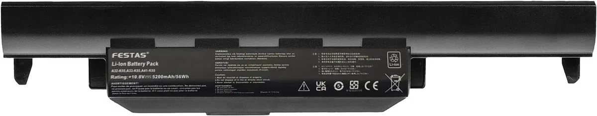 FESTAS A32-K55 Batterie Compatible avec ASUS K55 X75V X75A F75V | F75VC X75VD X55A R700V K75VJ R500VD X55VD X75VC F75A X75VD Series A33-K55 A41-K55 A32-K55X A32-K55X Ordinateur PC Portable