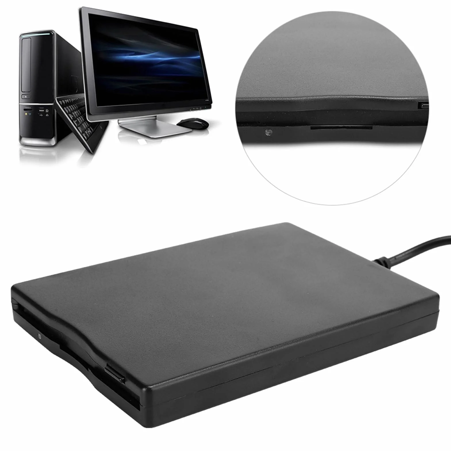 Lecteur de Disquette USB, Lecteur de Disquette Portable 3,5 Pouces, Lecteur de Disquette FDD Externe, Lecteur de Lecteur de Disquette USB pour Ordinateur de Bureau, pour Windows