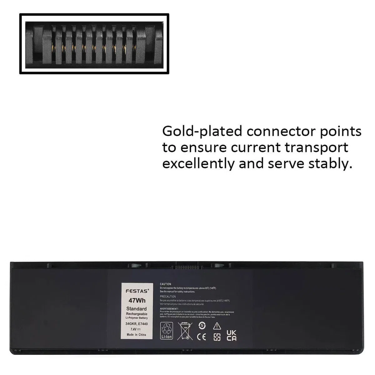 FESTAS 34GKR PFXCR 3RNFD Batterie Compatible avec Dell Latitude E7440 E7450 Series 5K1GW G95J5 F38HT G0G2M T19VW 909H5 V8XN3 0909H5 0G95J5 451-BBFT 451-BBFV 451-BBFY 451-BBFS