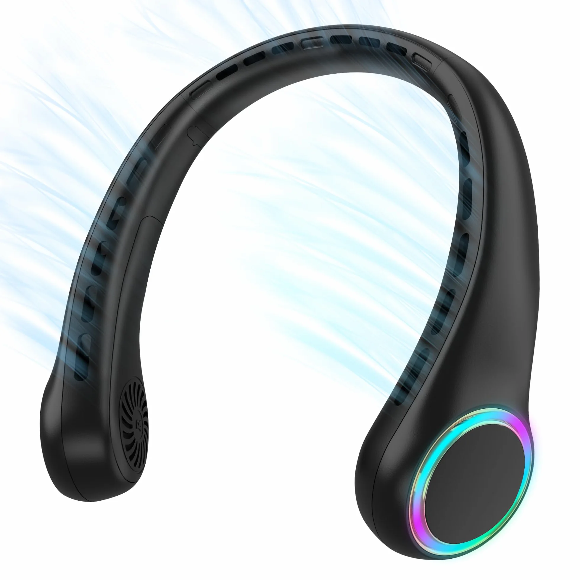 ITSHINY Ventilateur de Cou Portable Sans Pale - Mini USB Puissant et Silencieux avec Batterie 4000 mAh, 3 Vitesses pour l'Extérieur, Camping, Office Room