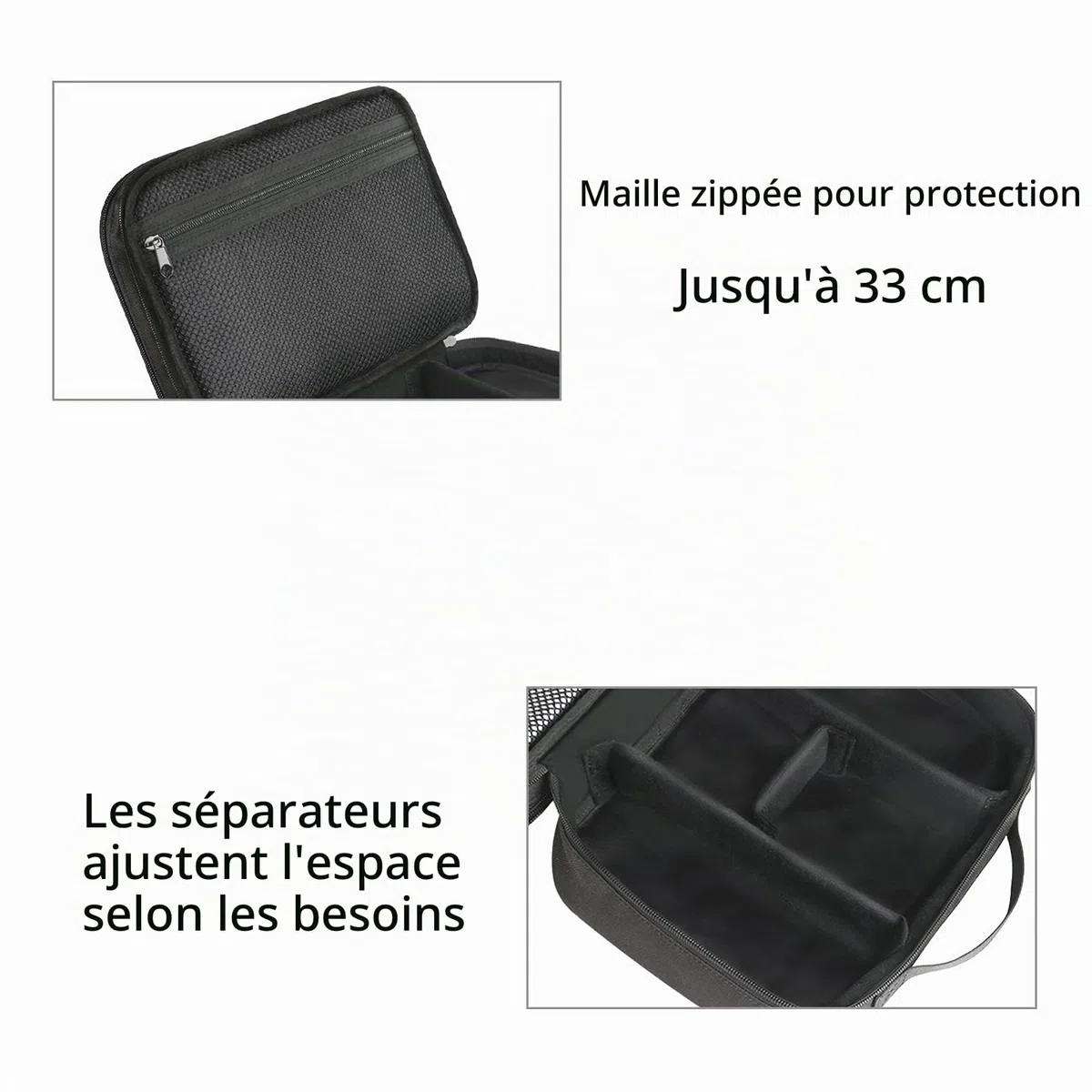 MATEIN Sac Organisateur de Câbles, 2 Couches Noir pour Téléphone Portable, iPad, Chargeur, Alimentation Mobile - Rangement Portable