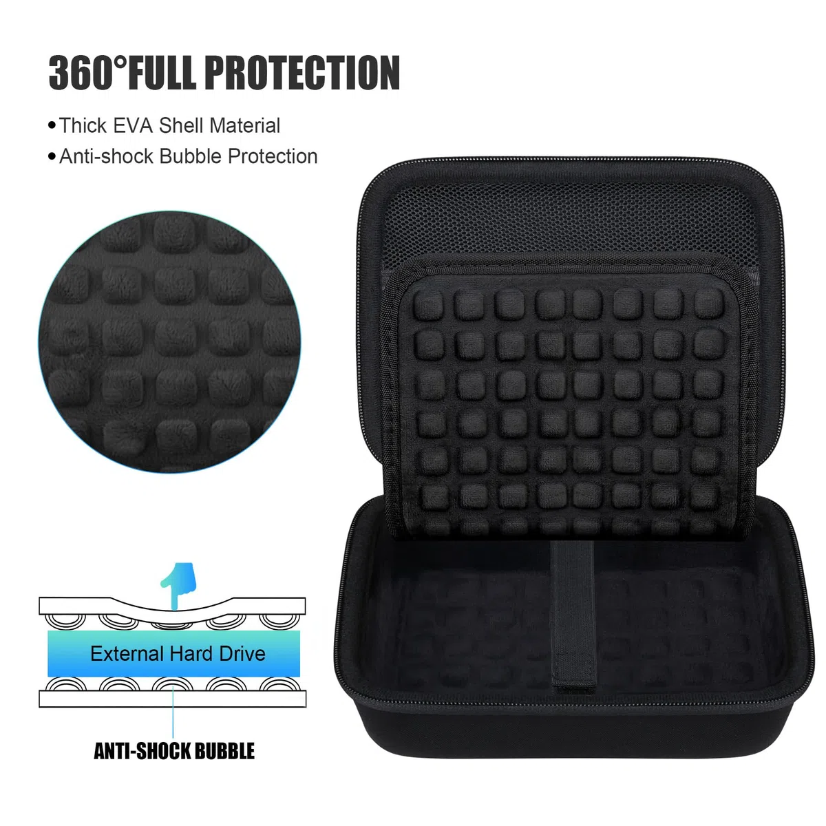 BOVKE Disques Durs Étui pour Seagate Expansion WD Expansion My Book Desktop Disque Dur Externe HDD 6TB 8TB 10TB 12TB 14TB 16TB 18TB 22TB 24TB 26TB 28TB 3,5 Pouces, Noir+Noir