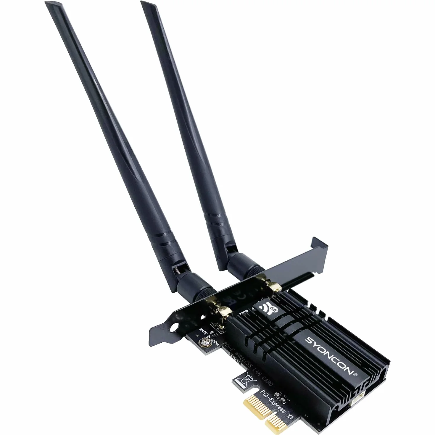 Carte WiFi PCIe AXE5400 Chipset Intel AX210 WiFi 6E avec Bluetooth 5.3 Tri-Bandes (6GHz/5GHz/2.4GHz) 5374Mbps PCI Express Carte réseau sans Fil Carte WiFi pour PC Windows 10/11 (Noir)
