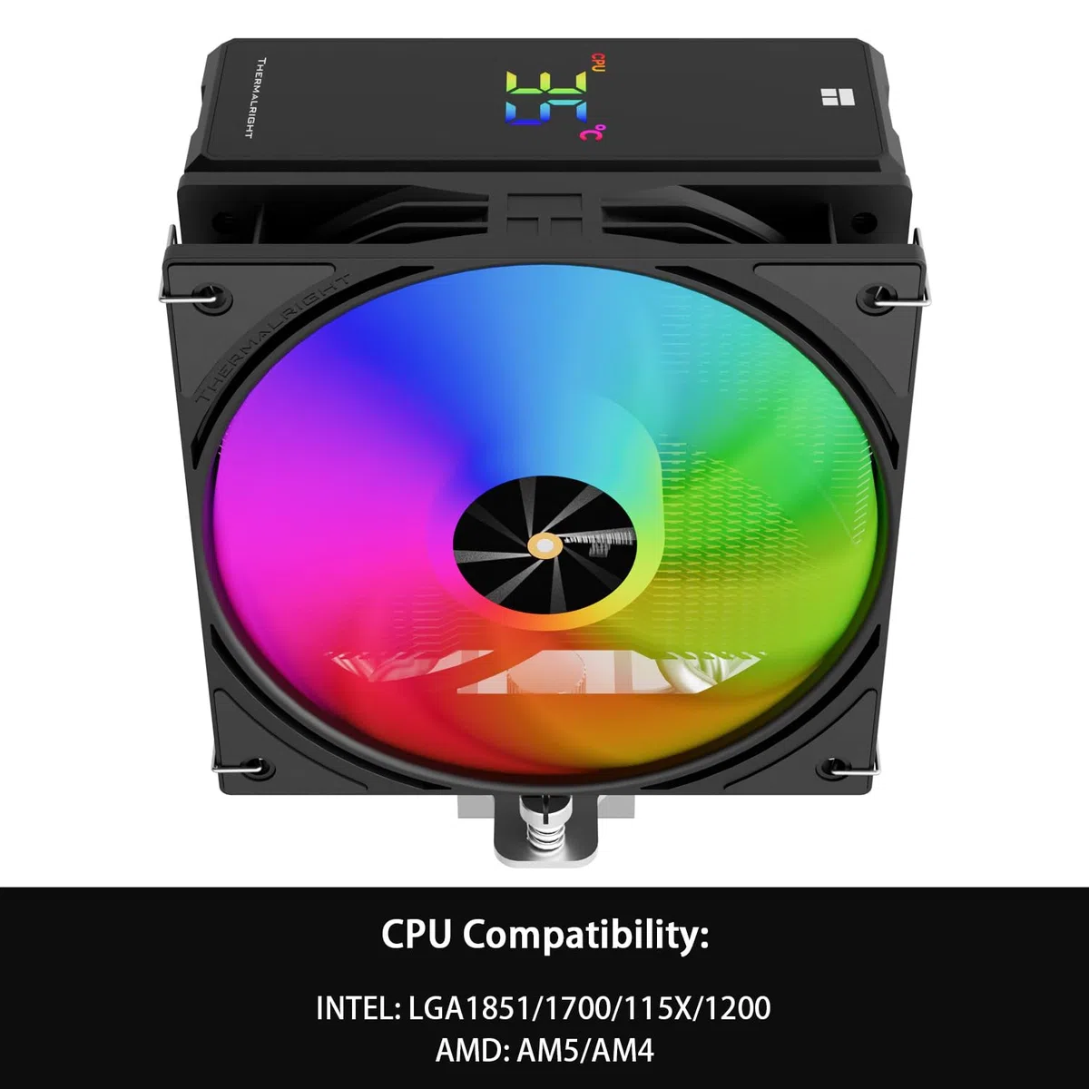 TR Assassin X 120R Digital ARGB Noir Refroidisseur de Couvercle supérieur d’écran numérique,TL-P12-S PWM Refroidisseur d’air de silencieux,Prise en charge AM4 / AM5, Intel LGA1851/1700/115X/1200