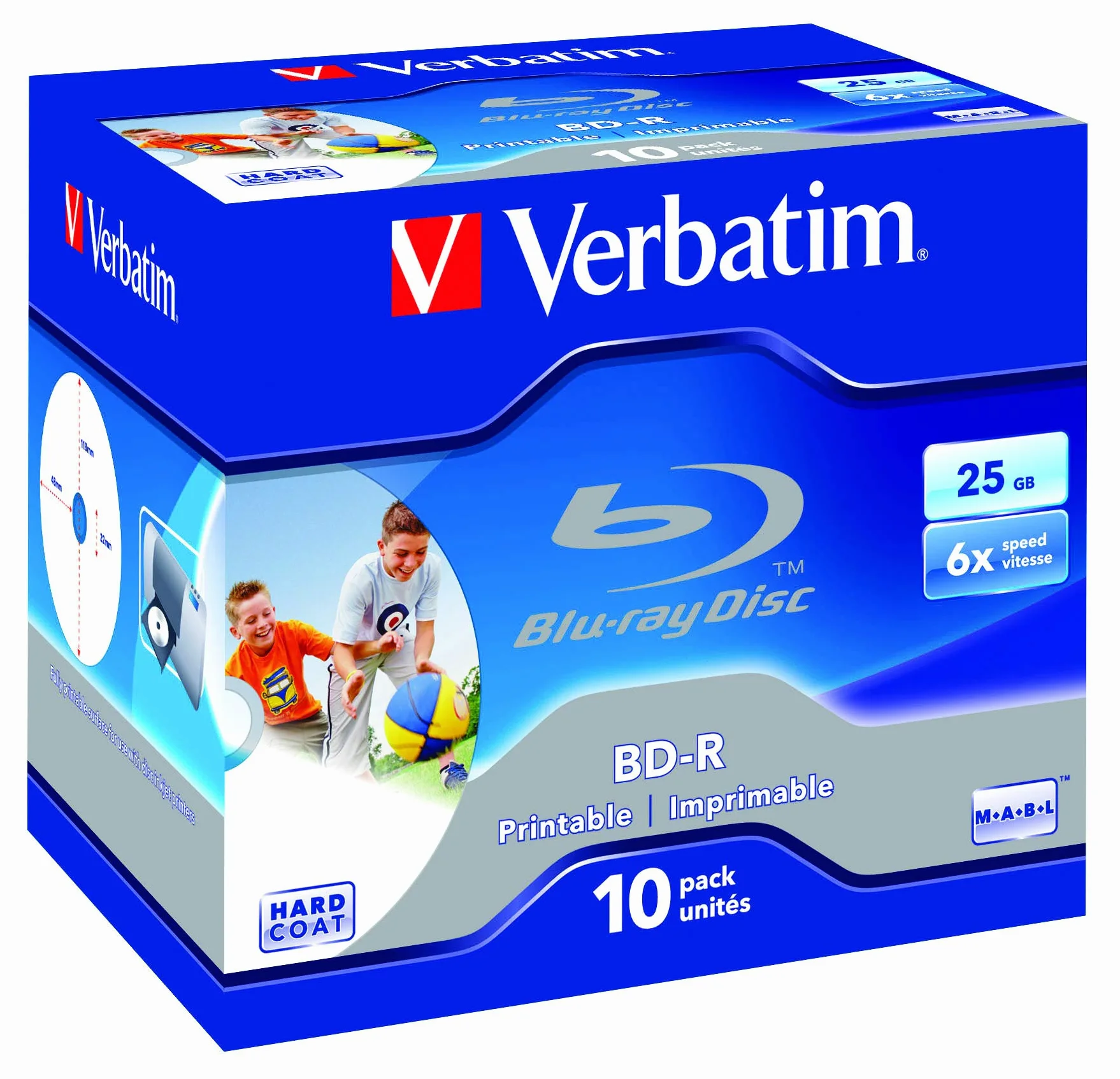 Verbatim 43713 BD-R couche unique 6X 25 Go Surface imprimable avec boîtier plastique de 10