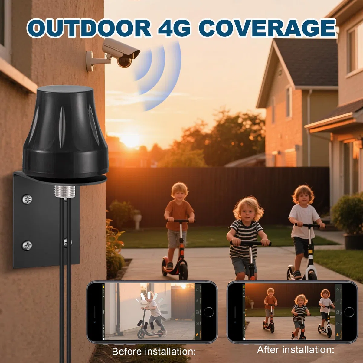Bingfu Antenne 4G LTE Extérieur SMA Mâle 5dBi MIMO Support Fixe Étanche pour Orange SFR Bouygues Telecom Free Mobile Caméra de Sécurité Passerelle IoT Cellulaire Industriel Routeur CPE sans Fil 4G