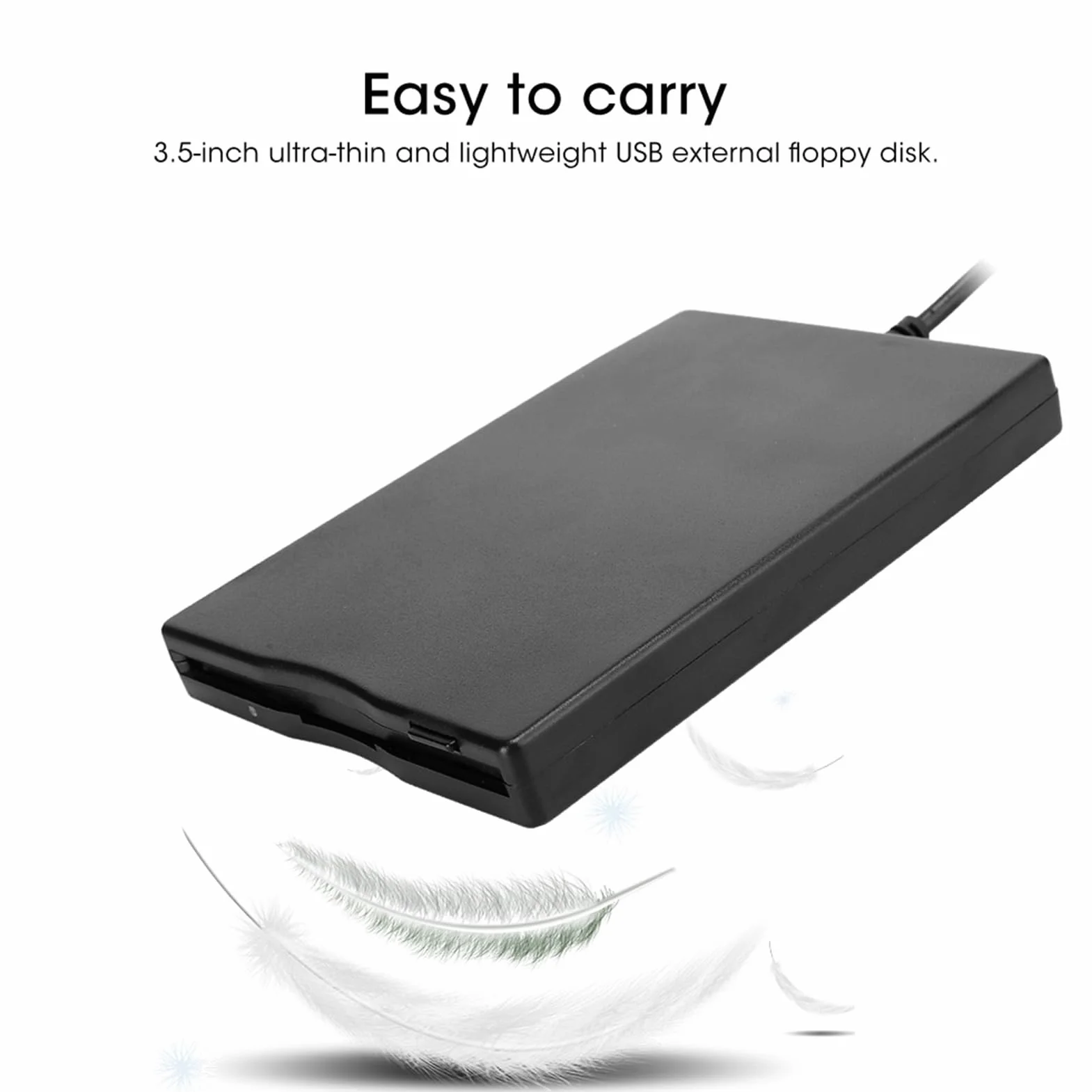 Lecteur de Disquette Externe USB Portable de 3,5 Pouces pour Ordinateurs Portables de Bureau Coque Durable, Anti-brouillage, compatibilité Windo avec USB 1.1/2.0/3.0