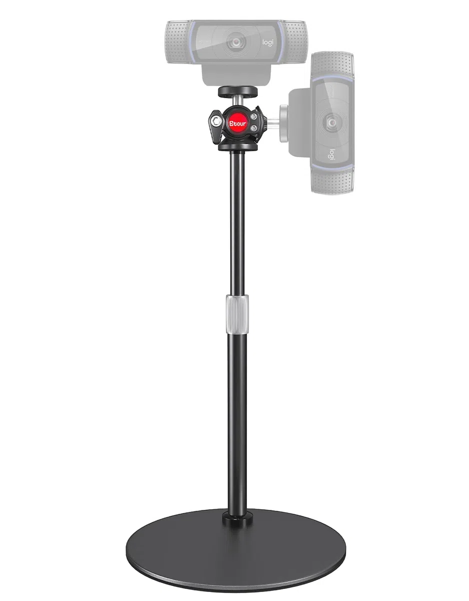 Pied de Webcam pour Bureau de Table Ajustable, pour Logitech C922 C930e C920 C615 C960 C920x BRIO 4K NexiGo N60 Téléphone GoPro, avec Filetage 1/4", pour Le Streaming en Direct