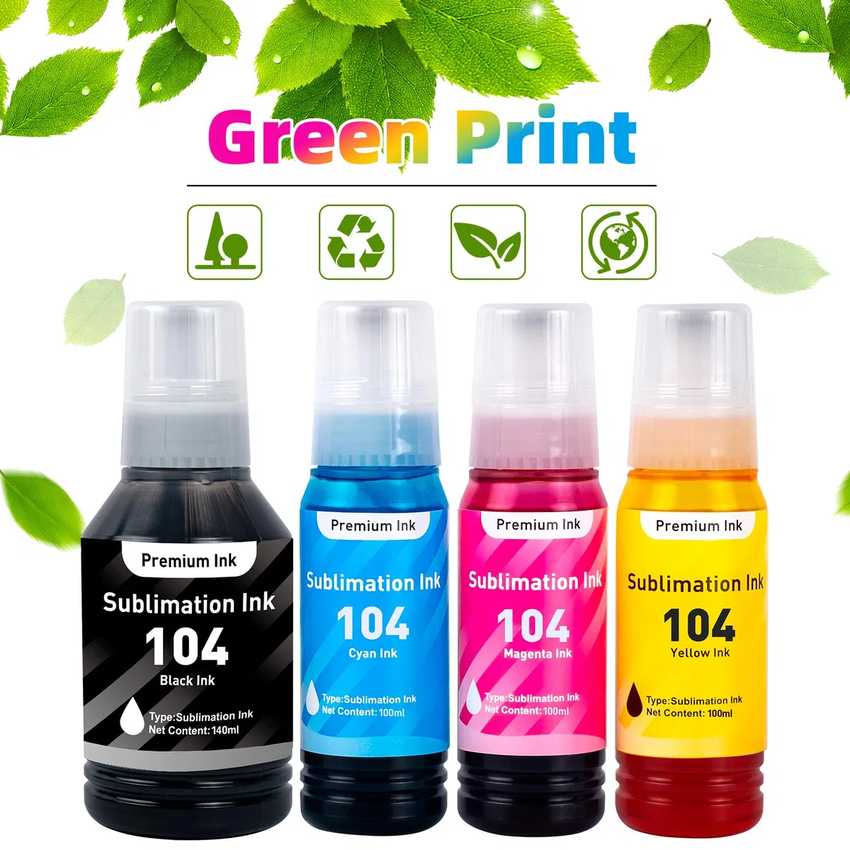 E104 Kit de recharge d'encre de sublimation compatible avec Epson Ecotank ET‑2711 ET-1810 ET-2710 ET-2861 ET-2862 ET-2712 ET-2714 ET-2715 ET-2720 ET-2721 (1 40 ml BK, 100 ml de couleur)