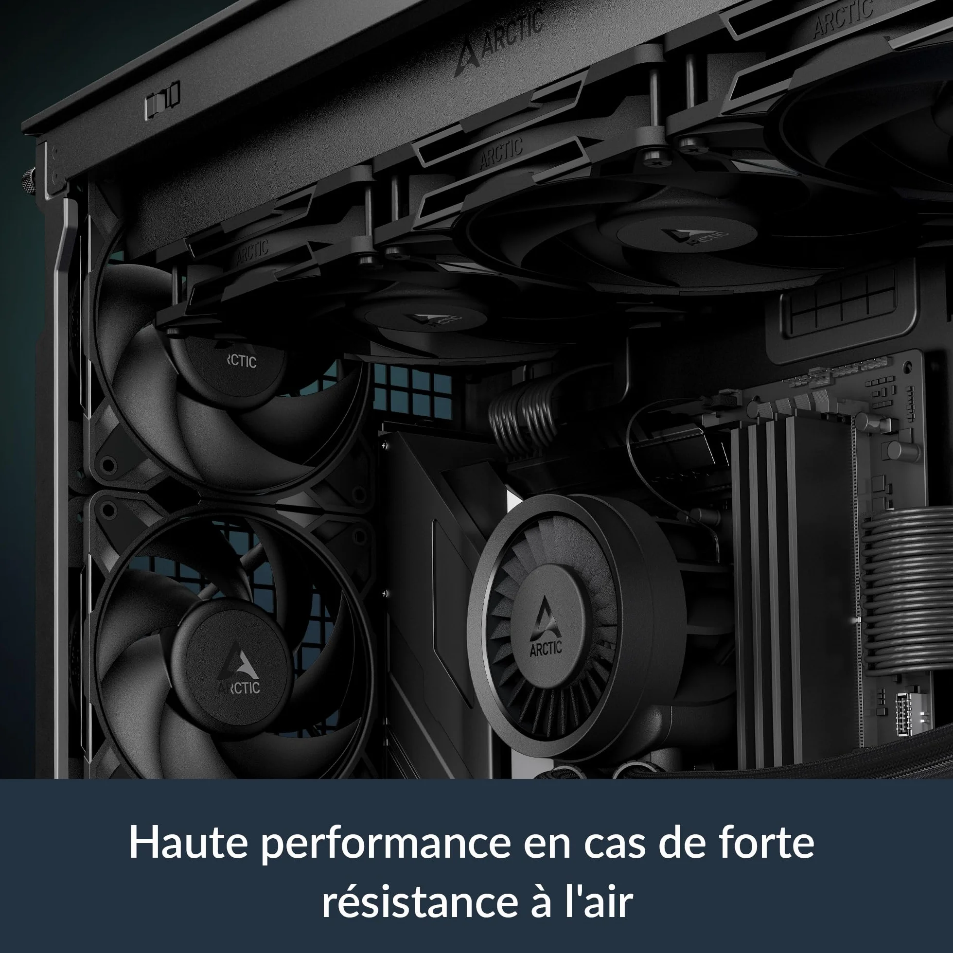 ARCTIC P12 Pro PST LN - 5 Pack - Ventilateur Premium à faible bruit, ventilateur PWM de 120 mm avec répartiteur de câble en Y, 450-2000 rpm, 0 rpm <5% PWM, palier Fluid Dynamic, 4 broches - Noir