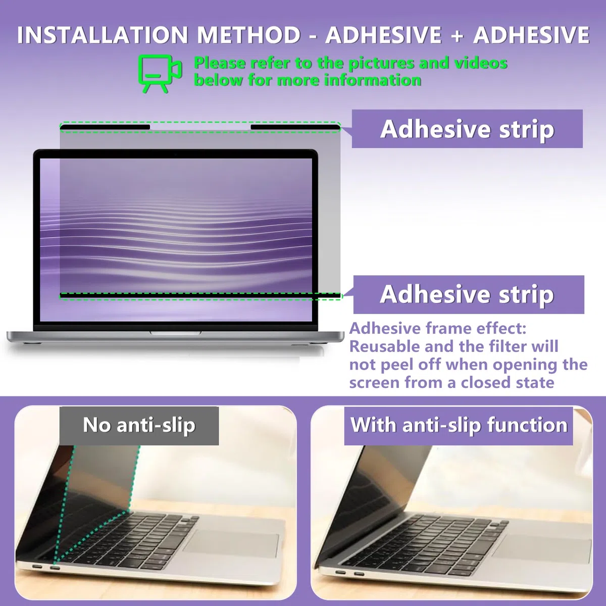 16 Pouces Filtre de Confidentialité Amovible Premium, Film Protecteur d'écran, Privacy Anti Espion Filtre, Anti-Lumière Bleu Film de Protection pour Moniteur Tactile 16" 16:10