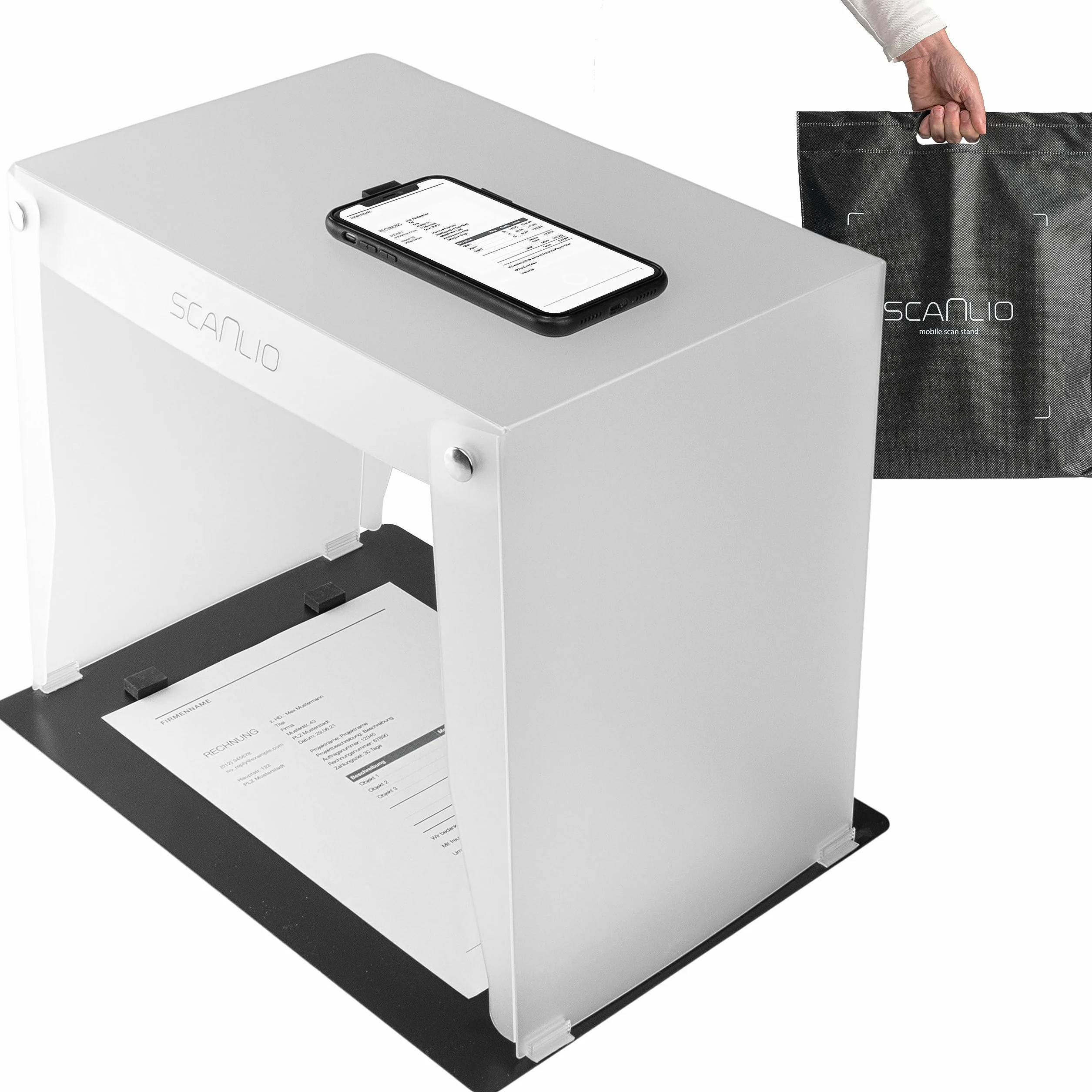 Pro | scanbox Pliable | Scanner des Documents Facilement et Rapidement avec Le Smartphone | Support pour Scanner de téléphone, Boite de Scan