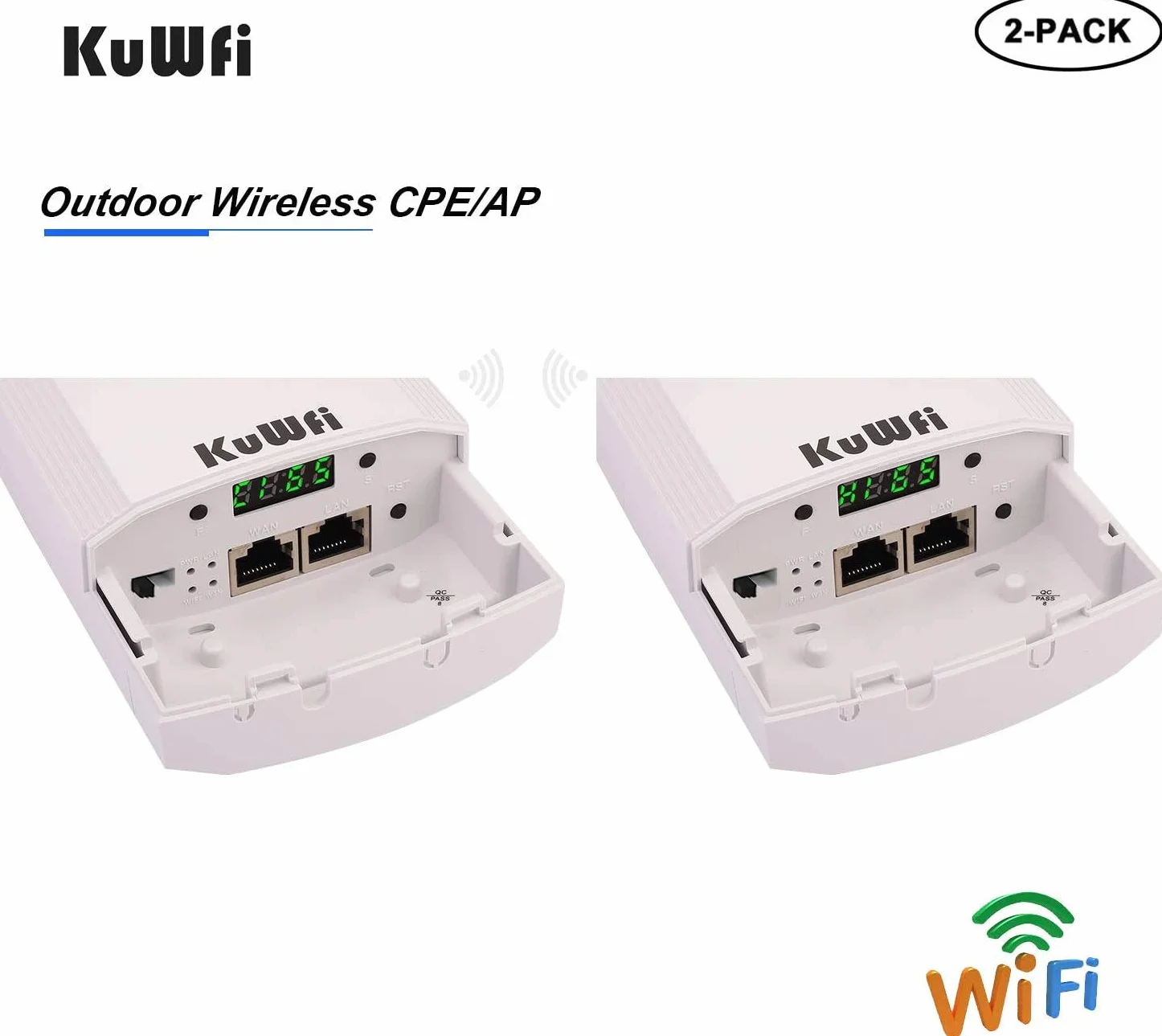 KuWFi 900Mbps Point d'Accès Extérieur, Repeteur Wifi Pont / CPE sans fil Point à Point intérieur et Extérieur, prend en charge une Solution de Distance de Transmission de 1km pour PTP, PTMP