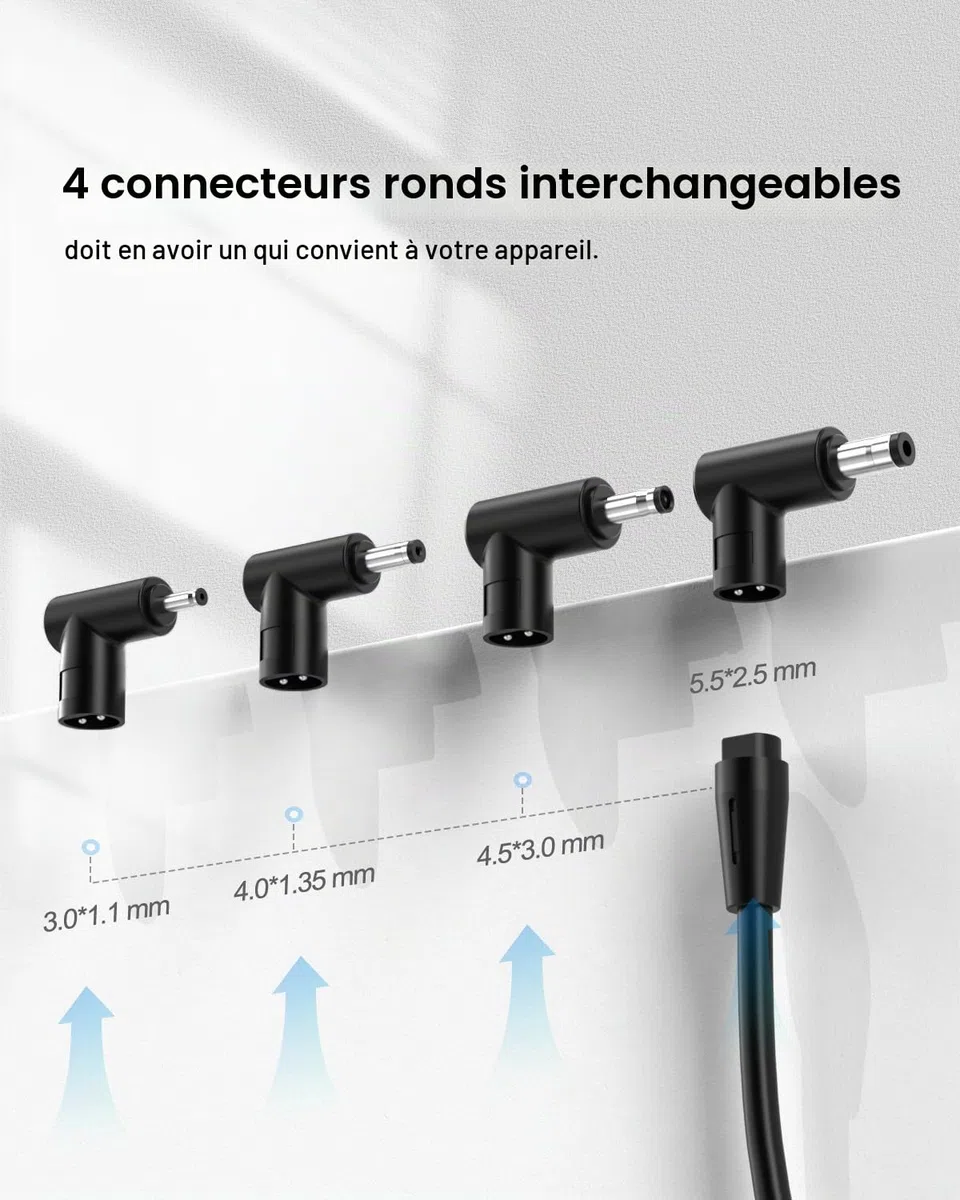 Superer Chargeur Compatible avec ASUS Ordinateur Portable, pour Vivobook, Zenbook, Expertbook, Chromebook Séries - Voyant de Marche, Câble d'alimentation Long, Connecteur Rond, 65 W/45 W/33 W