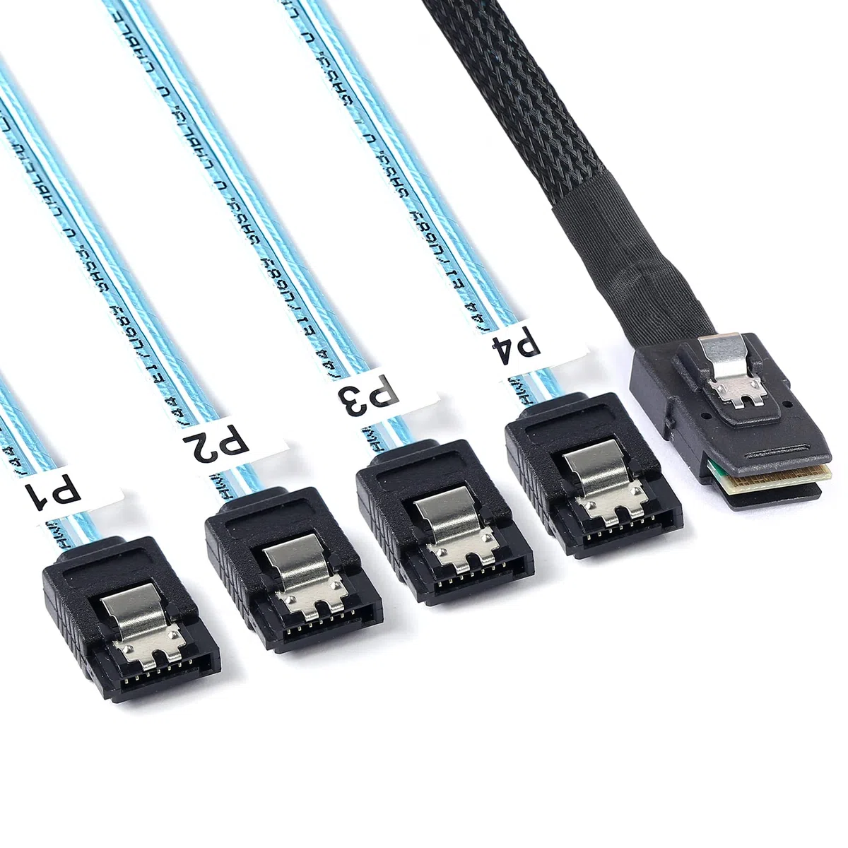 ADCAUDX Lot de 2 câbles Mini SAS vers SATA : 0,5 m SFF-8087 vers SATA Forward Breakout Cable SFF8087 SAS Controller vers disque dur (0,5 m)