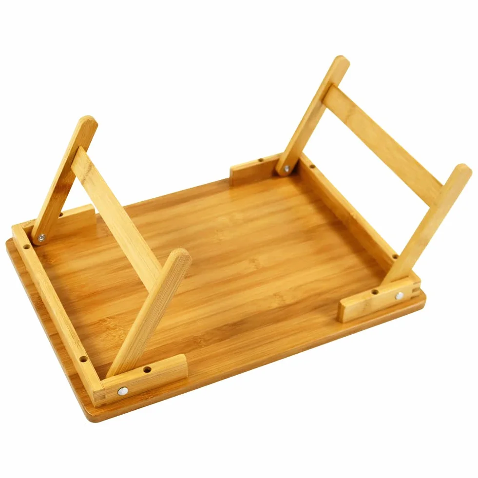 WKWKER Bambou Ordinateur Portable Table De Lap Desk pour Le Lit Petit Déjeuner Plateau De avec Pieds Pliants Table De Lit Portable pour Ordinateur Snack Writing Studio (Naturel)