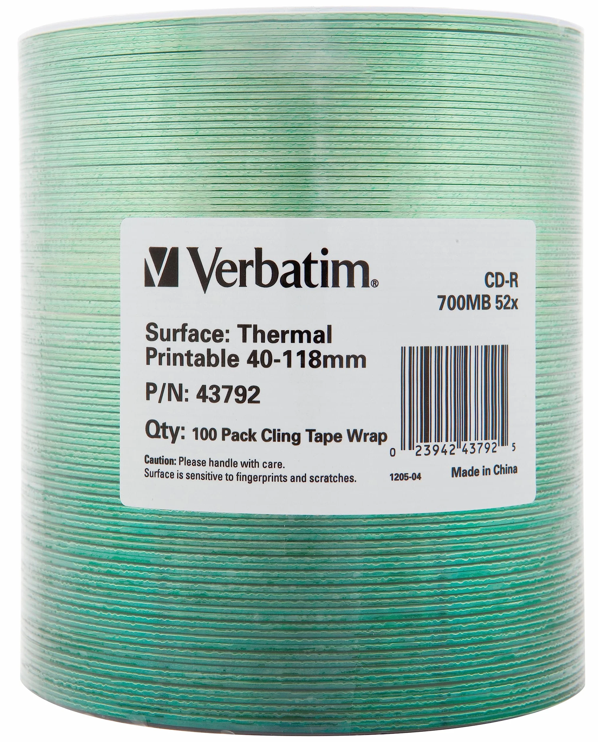 VERBATIM CD-R 700MB 52x White Thermal Printable SP*100 43792