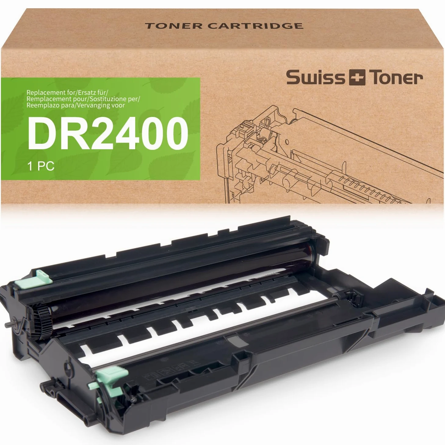 swiss toner DR2400 DR-2400 Tambour Compatible pour Brother TN2420 Toner pour MFC-L2710DN MFC-L2730DW MFC-L2750D HL-L2310D HL-L2350DN HL-L2370DN HL-L2375DW DCP-L2510D DCP-L2530DW -1 Pack