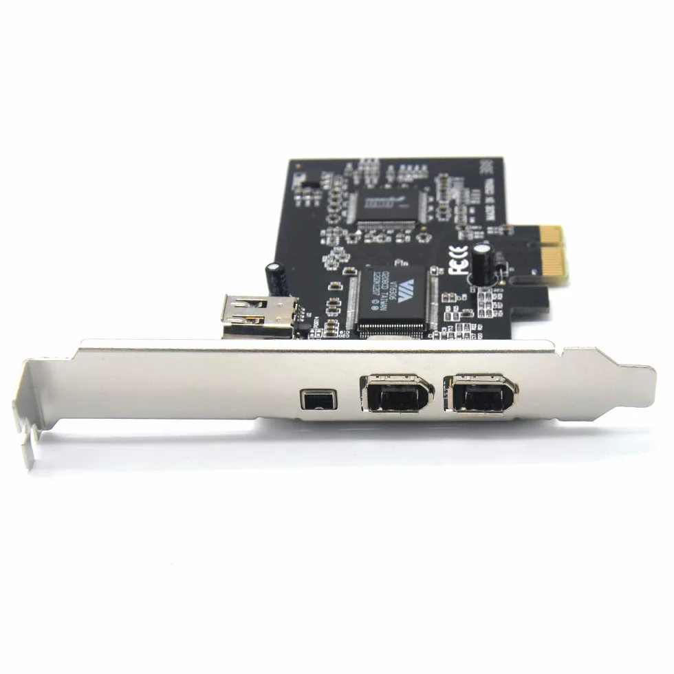 Carte d'extension Firewire PCIe 3 ports 1394A PCI Express (1 x) vers contrôleur externe IEEE 1394 (2 x 6 broches + 1 x 4 broches) avec support bas profil pour PC de bureau et connecteur DV