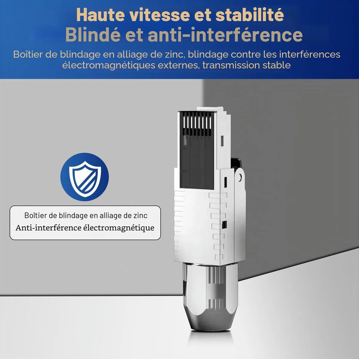 12x CAT 7 RJ45 Connecteurs de réseau pour câbles LAN rigides, câbles de pose Ethernet, connecteur LAN Cat 7 sans outil LSA, entièrement blindé STP, 10 Gbit/s, AWG 22-24