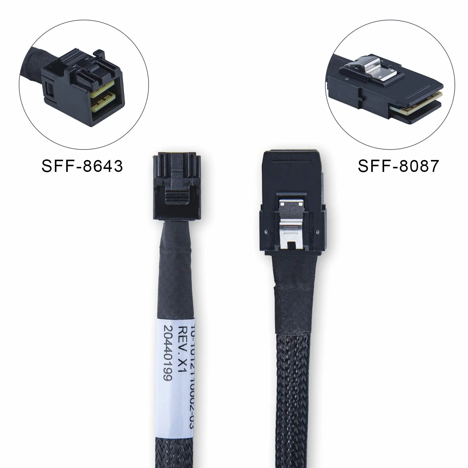 10Gtek [2 Pack] Interne Câble Mini SAS HD SFF-8643 à Mini SAS SFF-8087, 0.5-Mètre, Pliable, Flexible, 2 pièces