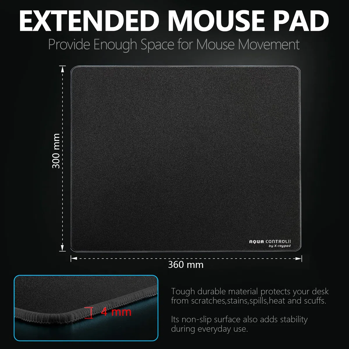 Tapis de Souris de Jeu X-Raypad Aqua Control 2 AC2, Ultra-Haute précision avec Une Vitesse et Une capacité de contrôle parfaites, conçu pour Les Joueurs Fps avec de Faibles exigences en DPI