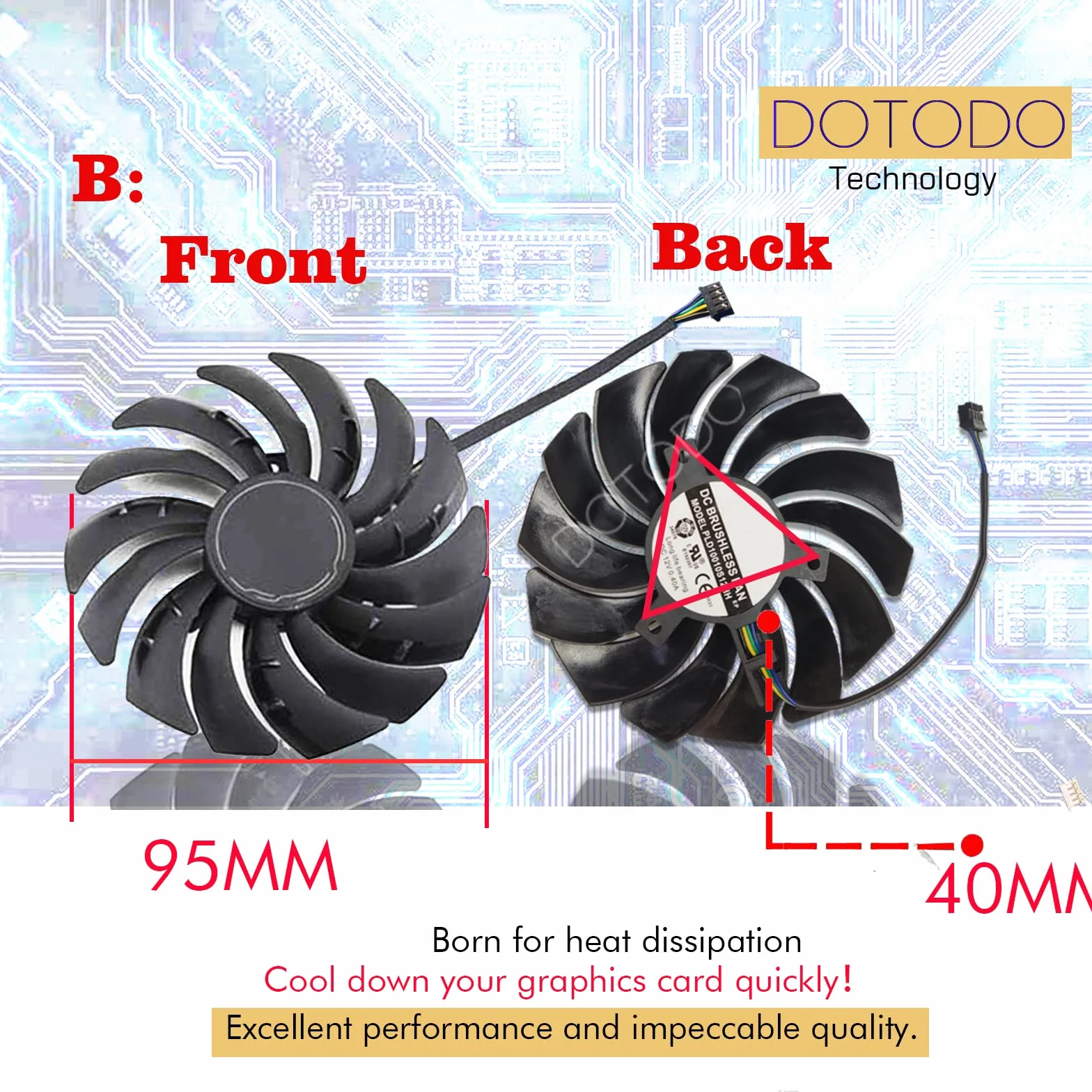 Ventilateur de refroidissement pour carte graphique PLD10010S12HH 95 mm DC12 V 0,40 A RTX3060 RTX3070 VGA pour MSI RTX 3070 3060 3060Ti VENTUS 2X OC