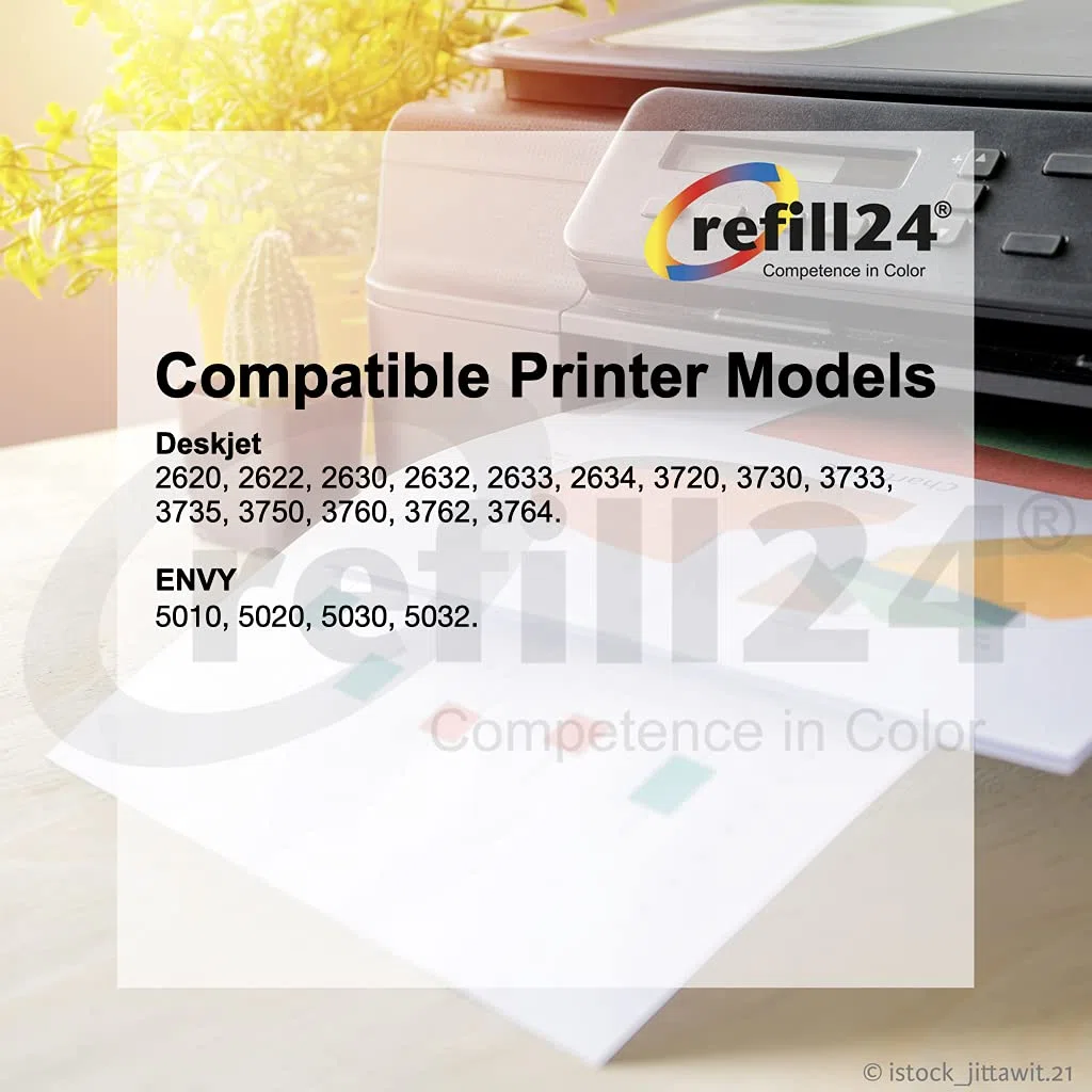 refill24 Kit de Recharge Compatible pour Cartouches d'encre HP 304, 304 XL Noir et Couleur, Encre de Haute qualité avec Clip et Accessoires