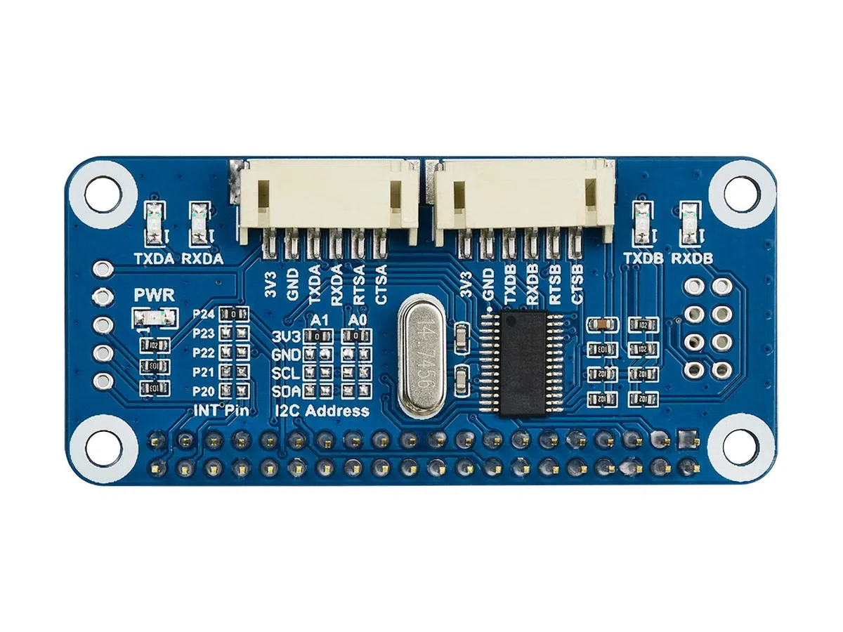 Waveshare Serial Expansion Board, Compatible with Raspberry Pi, with I2C Interface 2-CH UART and 8 GPIOs