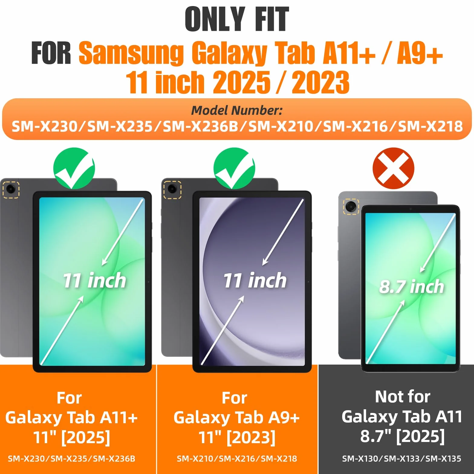 SEYMAC stock Coque pour Samsung Galaxy Tab A11+ Plus 11'' 2025/ A9+ Plus 11'' 2023, Coque Antichoc avec Protecteur D'écran Porte-Stylo [Dragonne Rotative à 360] et Support, Noir
