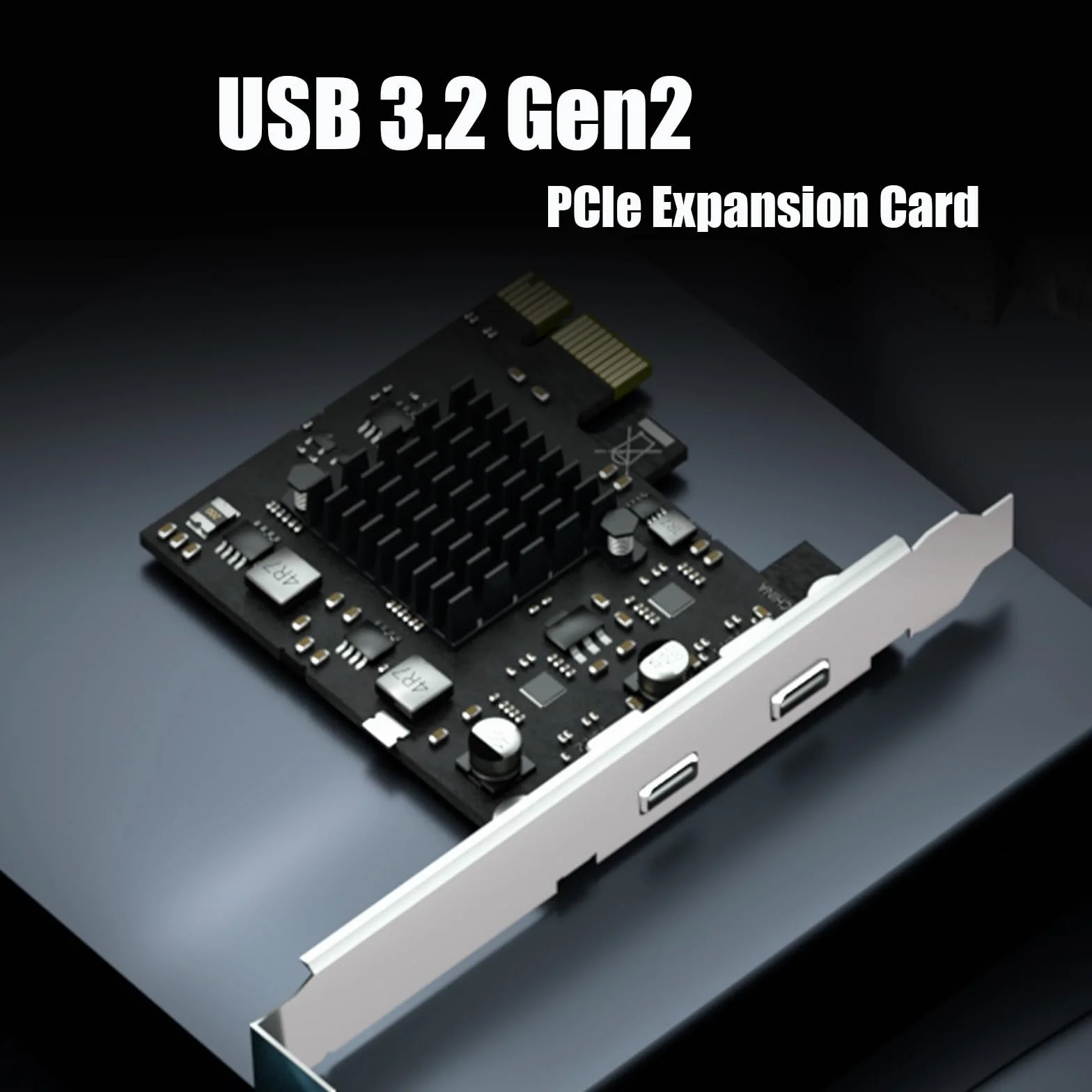 GLOTRENDS U3142X1 Carte d'extension PCIe USB 10Gb 2 Ports, 2 Ports USB-C (USB 3.2 Gen 2), Interface PCIe X1, Compatible avec Windows, Linux et macOS