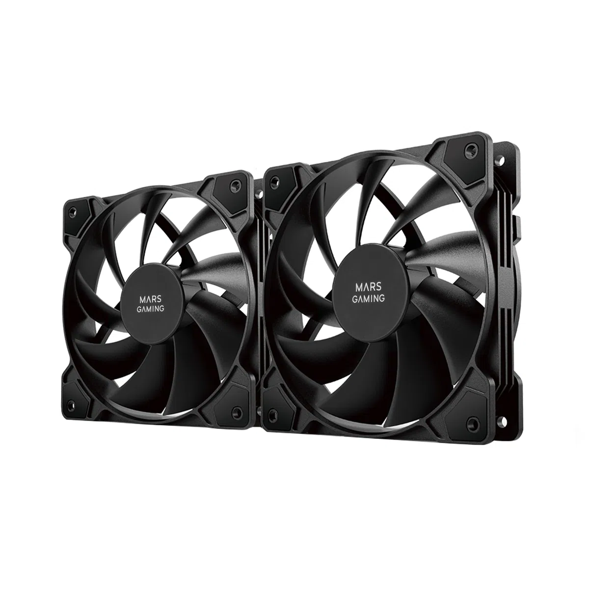 Mars Gaming MF-PWMX2 Noir, Kit 2 Ventilateurs 120mm, Ultra-silencieux FDB 12dB, Système Anti-vibration, Système PWM