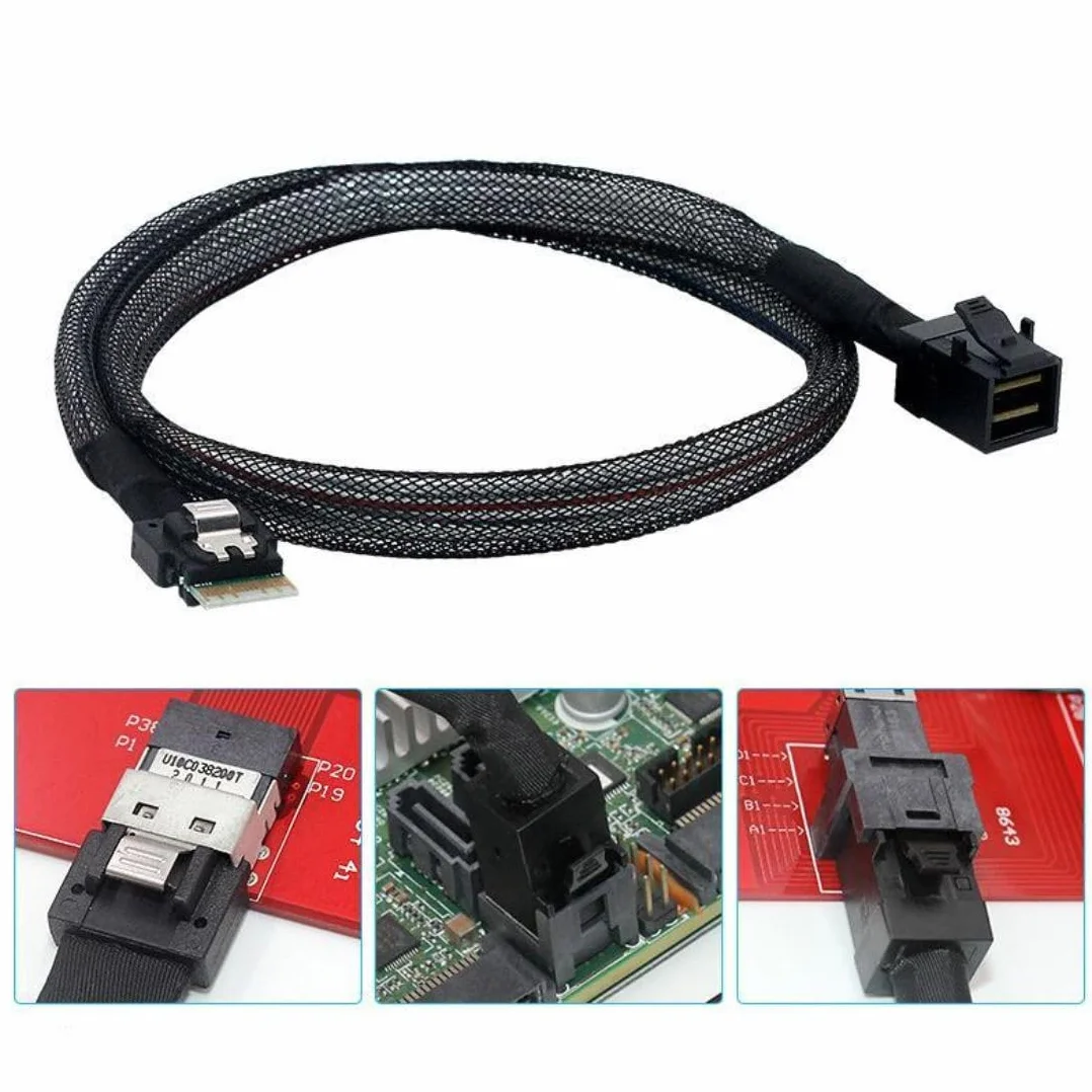 Chenyang 50 cm Slim Line SAS 4.0 Sff-8654 4I 38pin Hôte au HD Mini SAS 4i Sff-8643 Cible de 36pin Câble