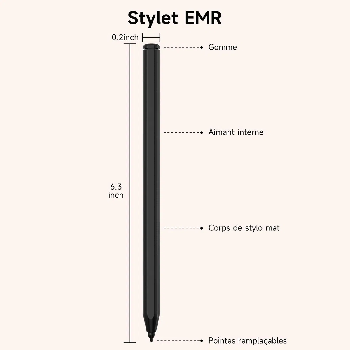 Stylet pour Remarkable 2, Stylet EMR avec Gomme, Sensible à l'inclinaison, Niveau de Pression 4096, Rejet de Paume et Adsorption Magnétique, Stylus Compatible avec Remarkable 2/1/Kindle Scribe