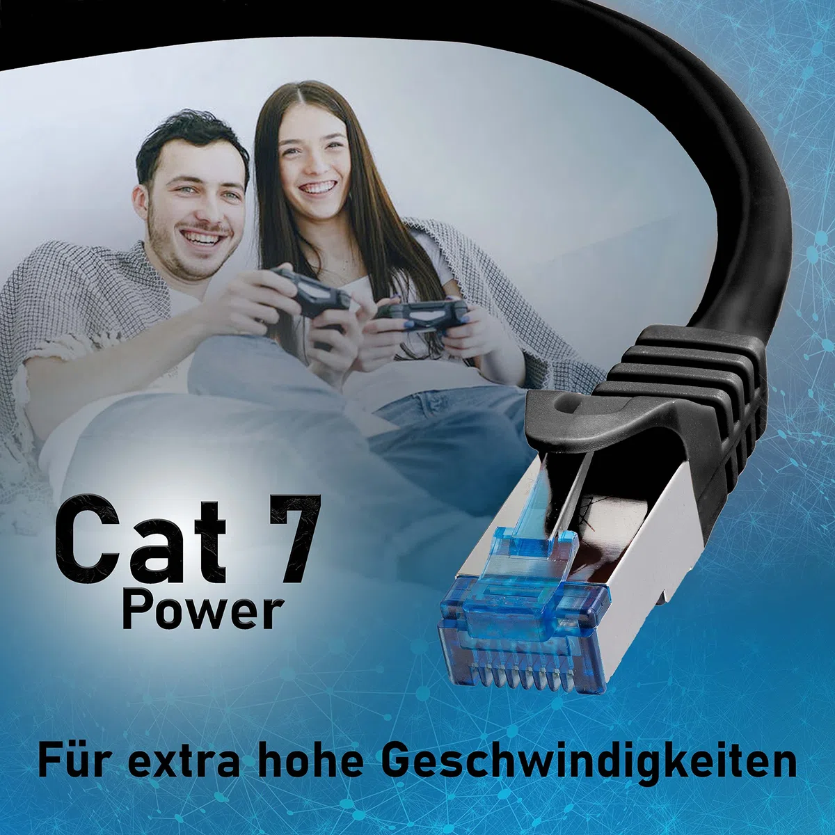 BIGtec Câble Ethernet 0,5m - 10 pièces - RJ45 Super Speed CAT 7 LAN Réseau Internet Compatible CAT7 Noir Compatible Playstation xBox PS5 PS4 Routeur Switch Modem Décodeur TV Box Console de Jeux PC