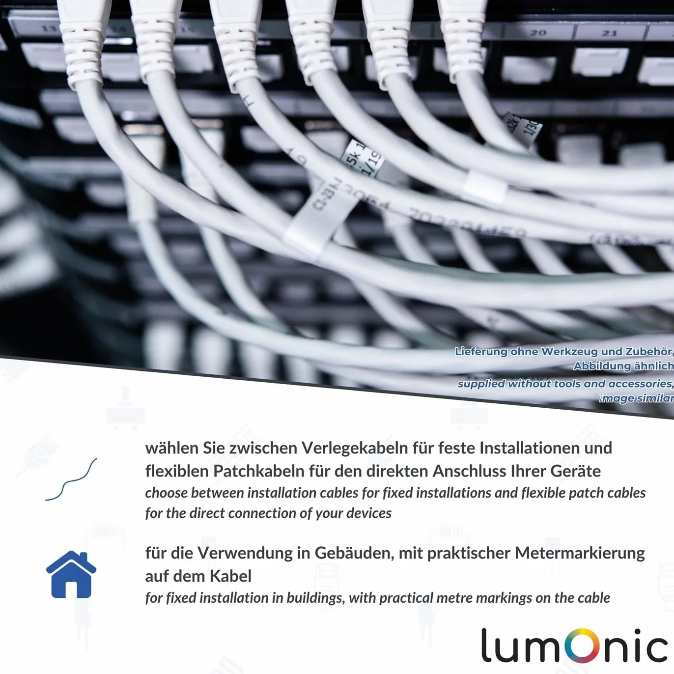 Lumonic 50m Câble de réseau CAT 5e F/UTP I CAT5e-câble, Gigabit Lan Câble, Ethernet Câble I Flexibles Verlegekabel geschirmt, pour l'intérieur jusqu'à 100 MHz
