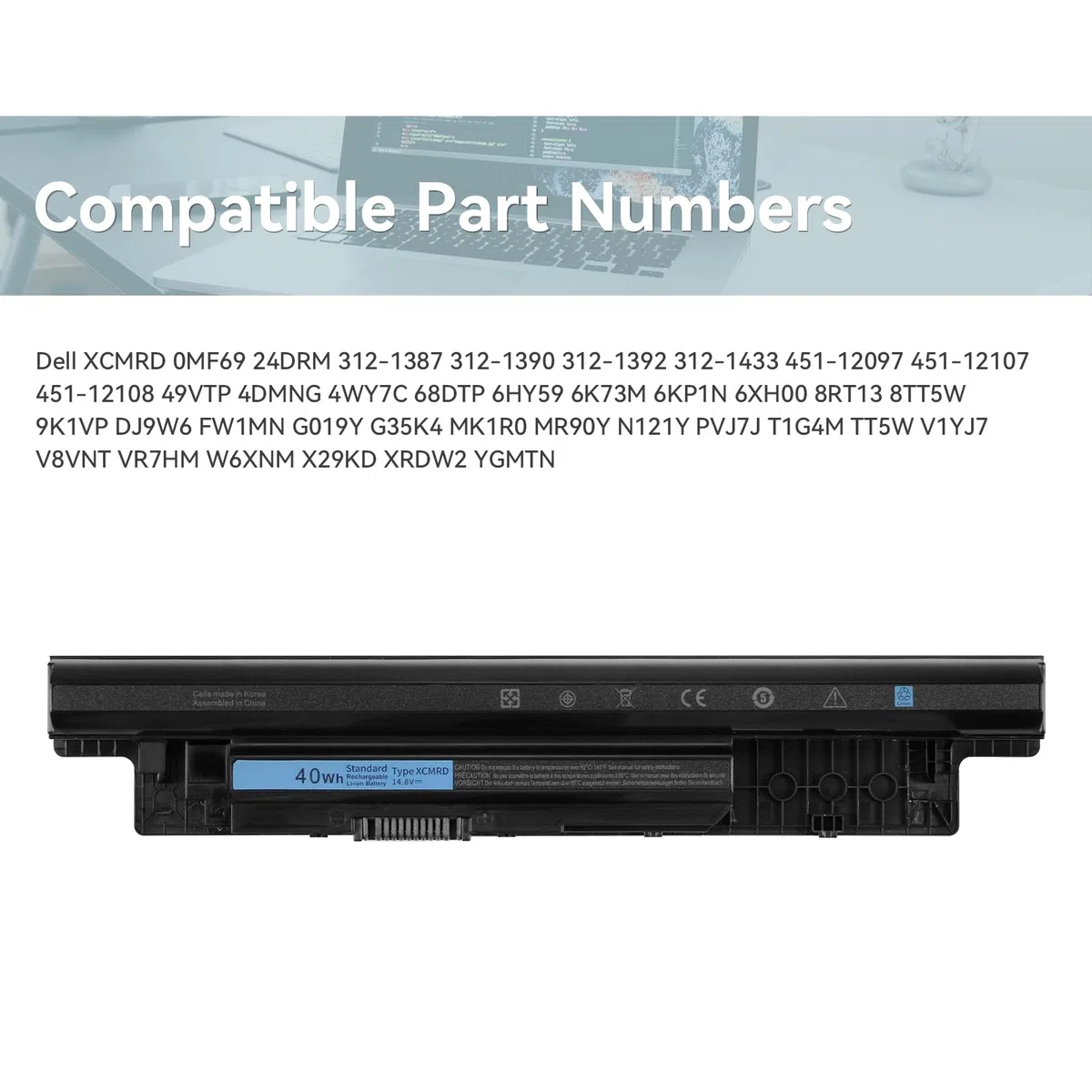 XCMRD Batterie pour Dell Latitude 3440 3540 Inspiron 14 3421 3442 3437 14R 5421 15 3521 3531 3537 3542 3543 15R 5521 5537 17 3721 3737 5748 5749 17R 5721 5737 Vostro 2421 2521 3546 MR90Y 4WY7C 6HY59