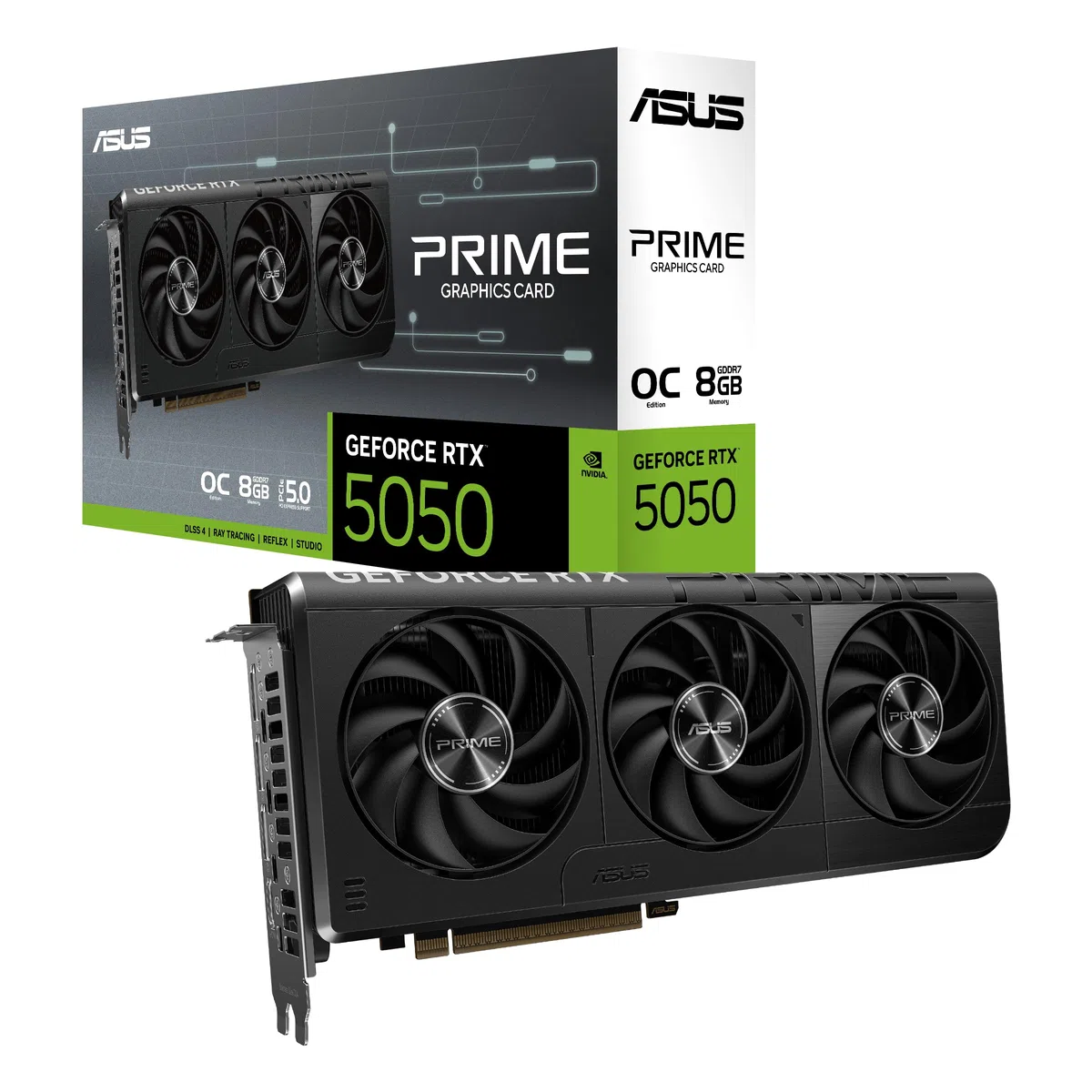 ASUS Prime NVIDIA GeForce RTX 5050 8GB GDDR6 OC Edition – Carte Graphique (PCIe 5.0, HDMI 2.1, DisplayPort 2.1, Ventilateurs axiaux, Dual BIOS)