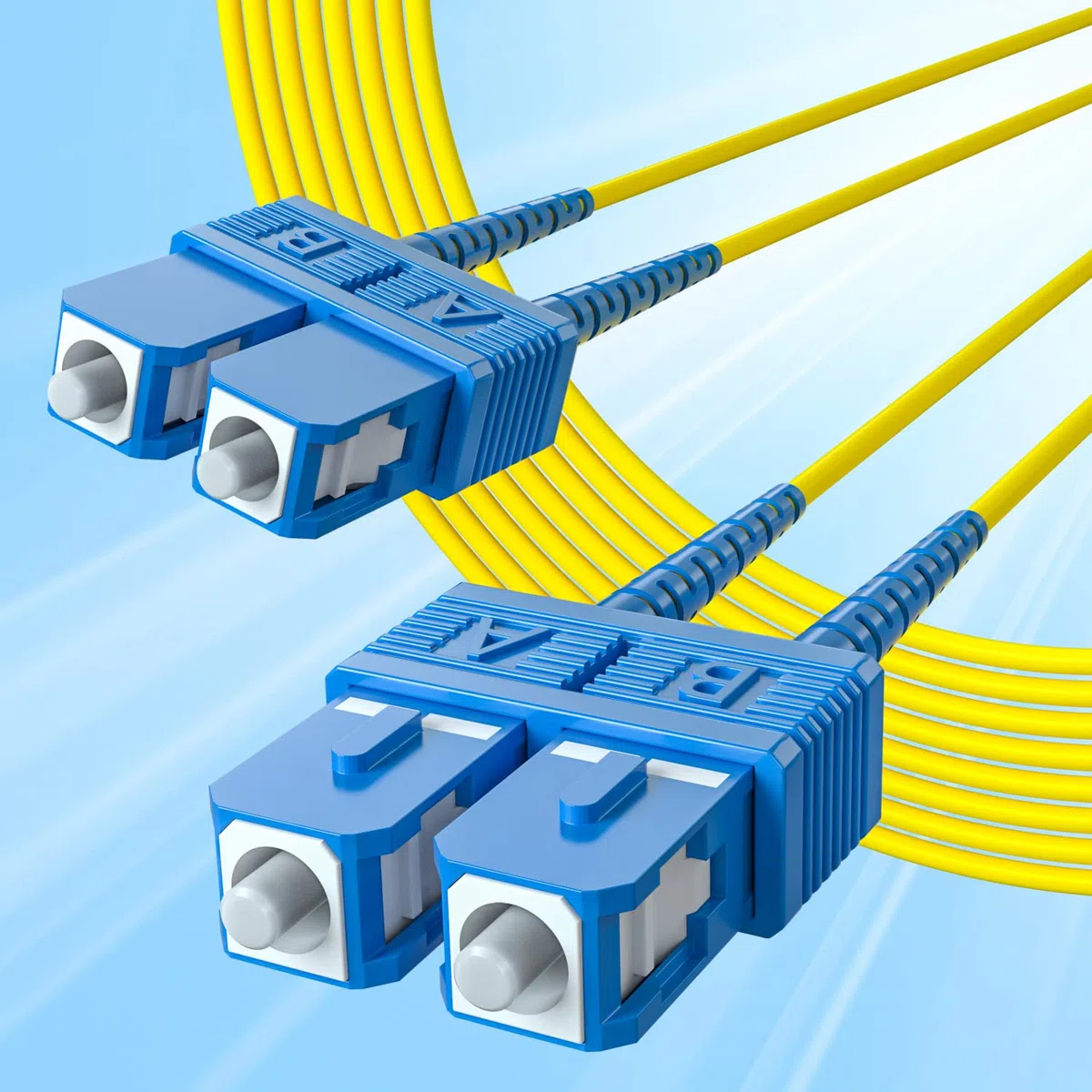 10Gtek Fiber Patch Cable - SC to SC OS2 10Gb/Gigabit Singlemode Jumper Duplex 9/125 LSZH Fiber Optic Cord, Yellow, 25-Meter(82-ft)