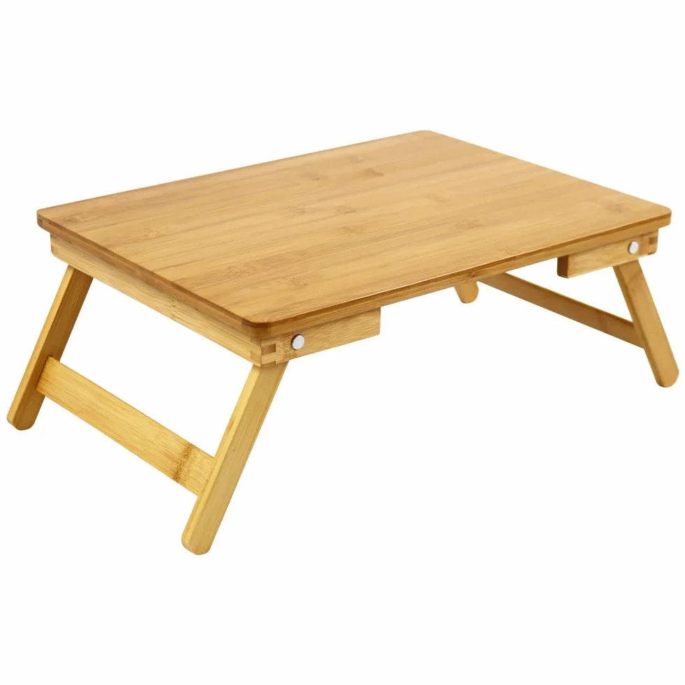 WKWKER Bambou Ordinateur Portable Table De Lap Desk pour Le Lit Petit Déjeuner Plateau De avec Pieds Pliants Table De Lit Portable pour Ordinateur Snack Writing Studio (Naturel)
