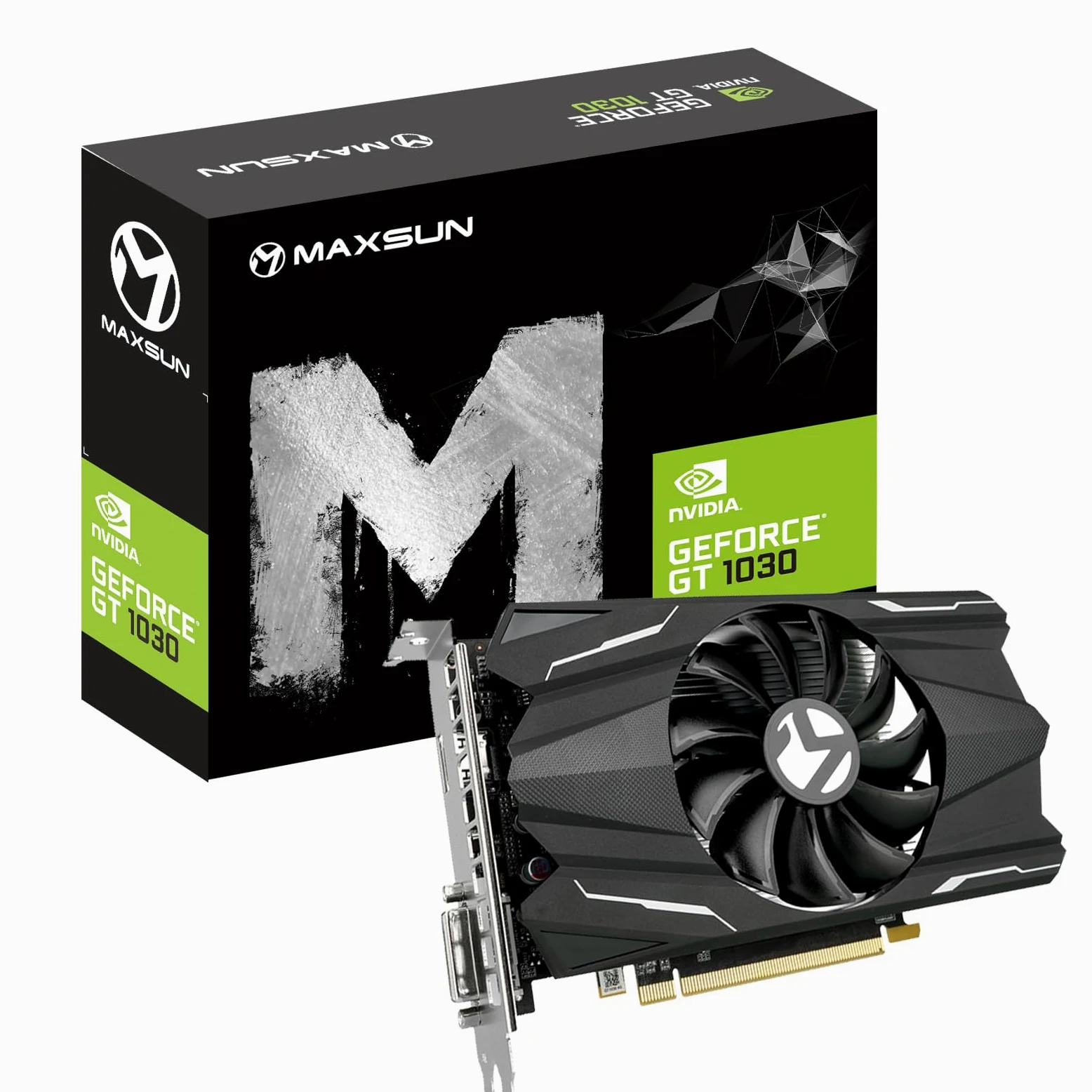 maxsun Carte Graphique NVIDIA GEFORCE GT 1030 4 Go GDDR4 PCI Express 3.0, HDMI, DVI-D, système de Refroidissement à Ventilateur Unique ITX GPU