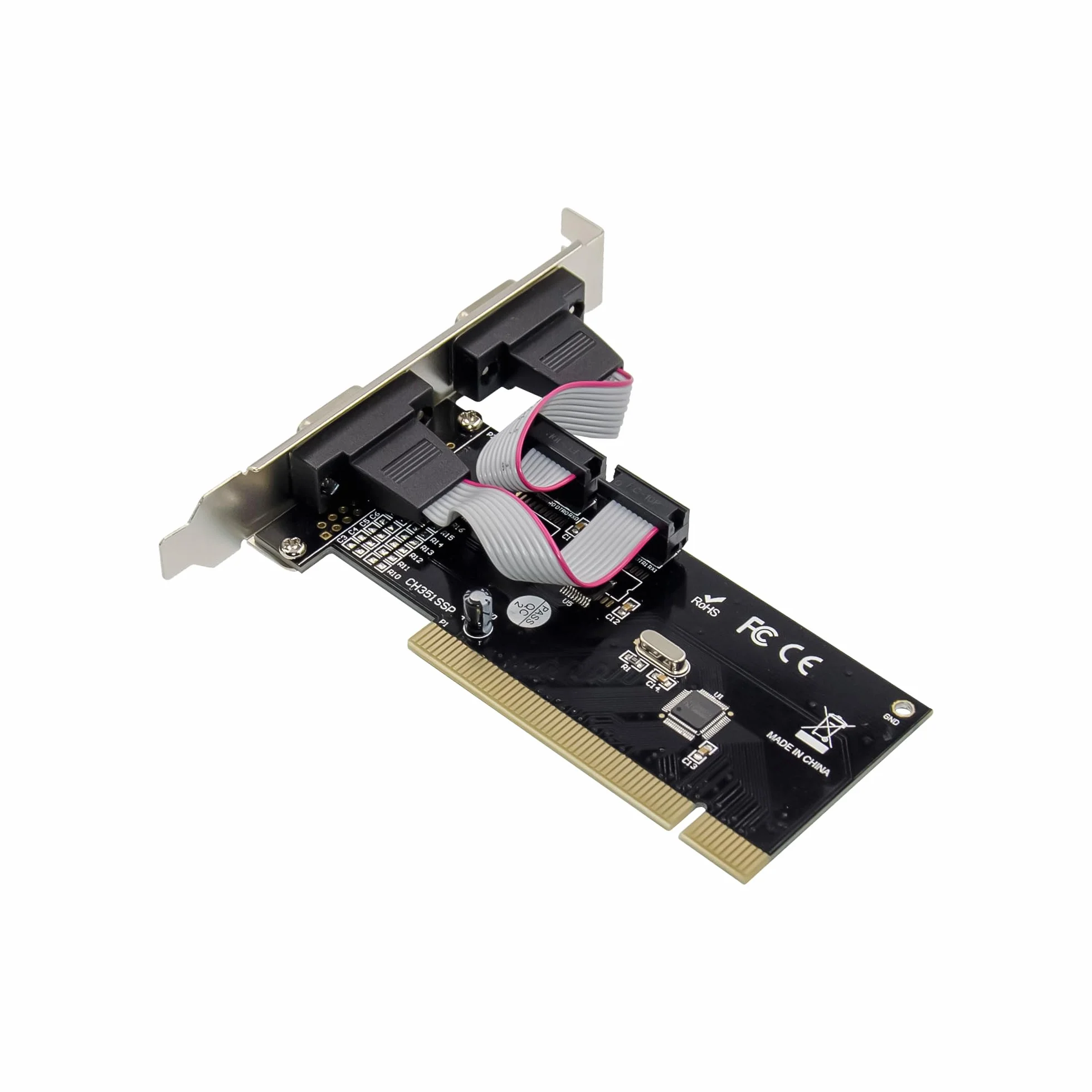 InLine 66636A Lot de 2 Cartes d'interface PCI série RS232 CH351Q 9 Broches Haut débit Compatible avec Windows et Linux Installation Facile