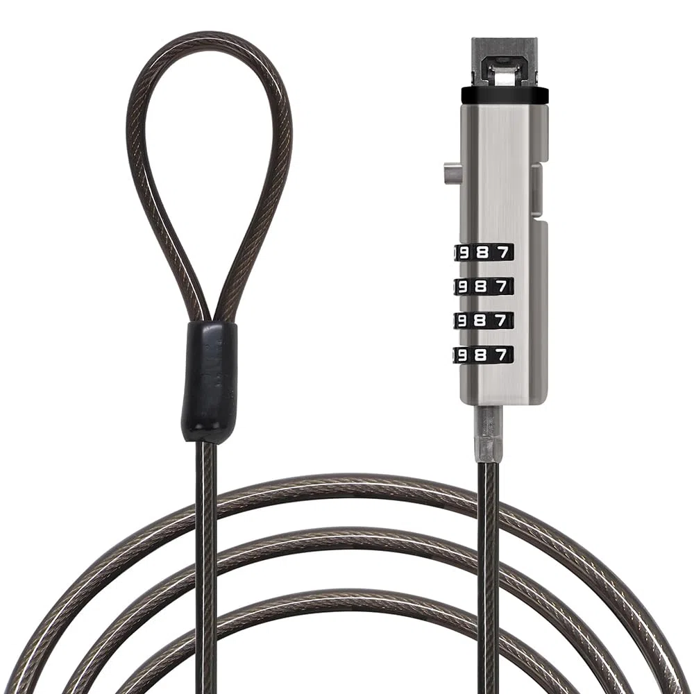 Waytex Câble Antivol PC à Code pour Prise USB, Câble de Sécurité Verrouillable pour Ordinateur Portable, PC, Mac sans Slot de sécurité - Longueur 1,90m