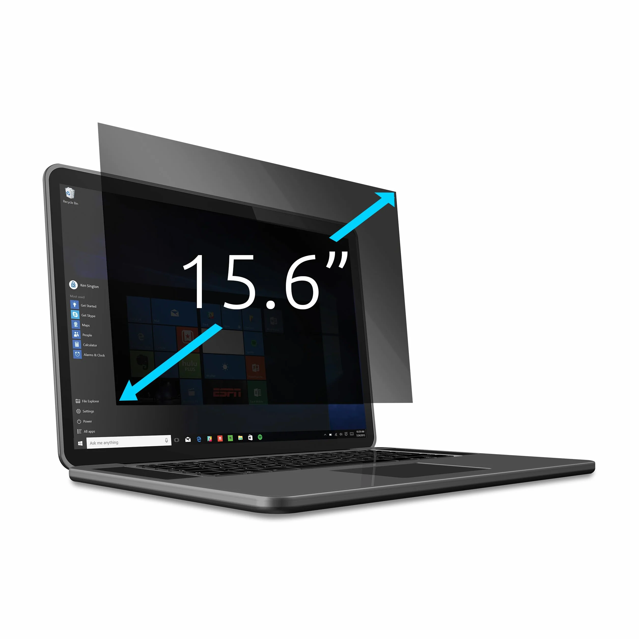 Kensington, filtre de confidentialité pour écran PC 15,6" (16:9), anti-rayures, anti-reflets, anti lumière bleue, compatible avec les PC portables Lenovo ThinkPad, HP et Dell, 628334
