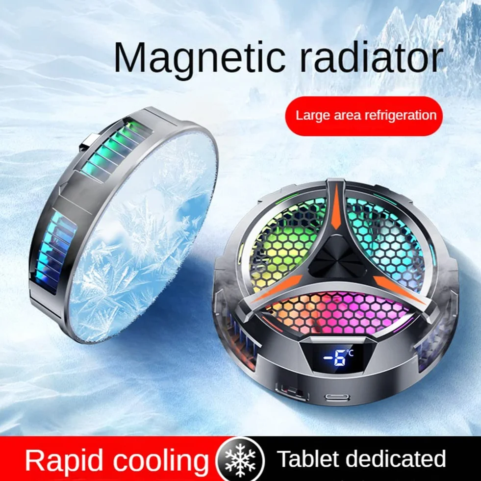 X42 Tablette Radiateur Tablette Refroidisseur RVB Coloré ÉClairage 10Cm Semi-Conducteur MagnéTique Refroidisseur Ventilateur de Refroidissement pour Tablette