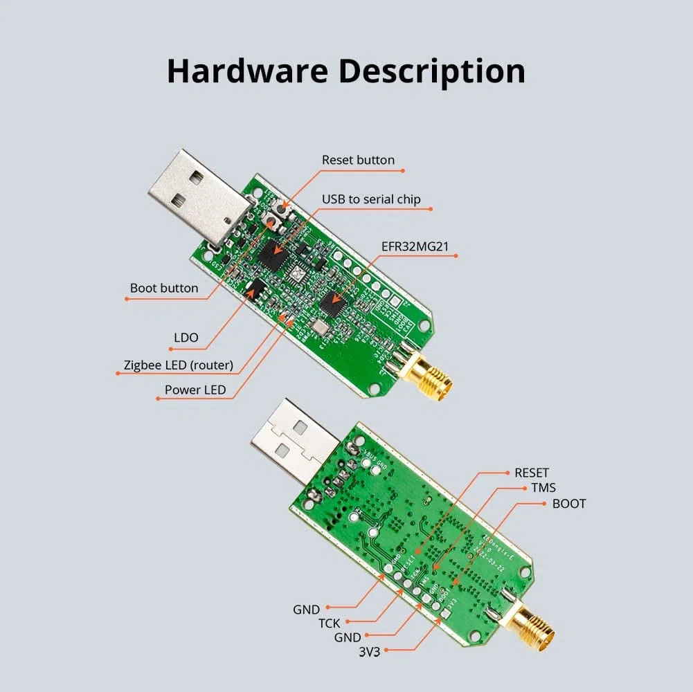 smart-home-komponente Zigbee Gateway, Dongle USB Zigbee 3.0 Plus avec EFR32MG21, CH9102F, pour Home Assistant, OpenHAB, Zigbee2MQTT etc.