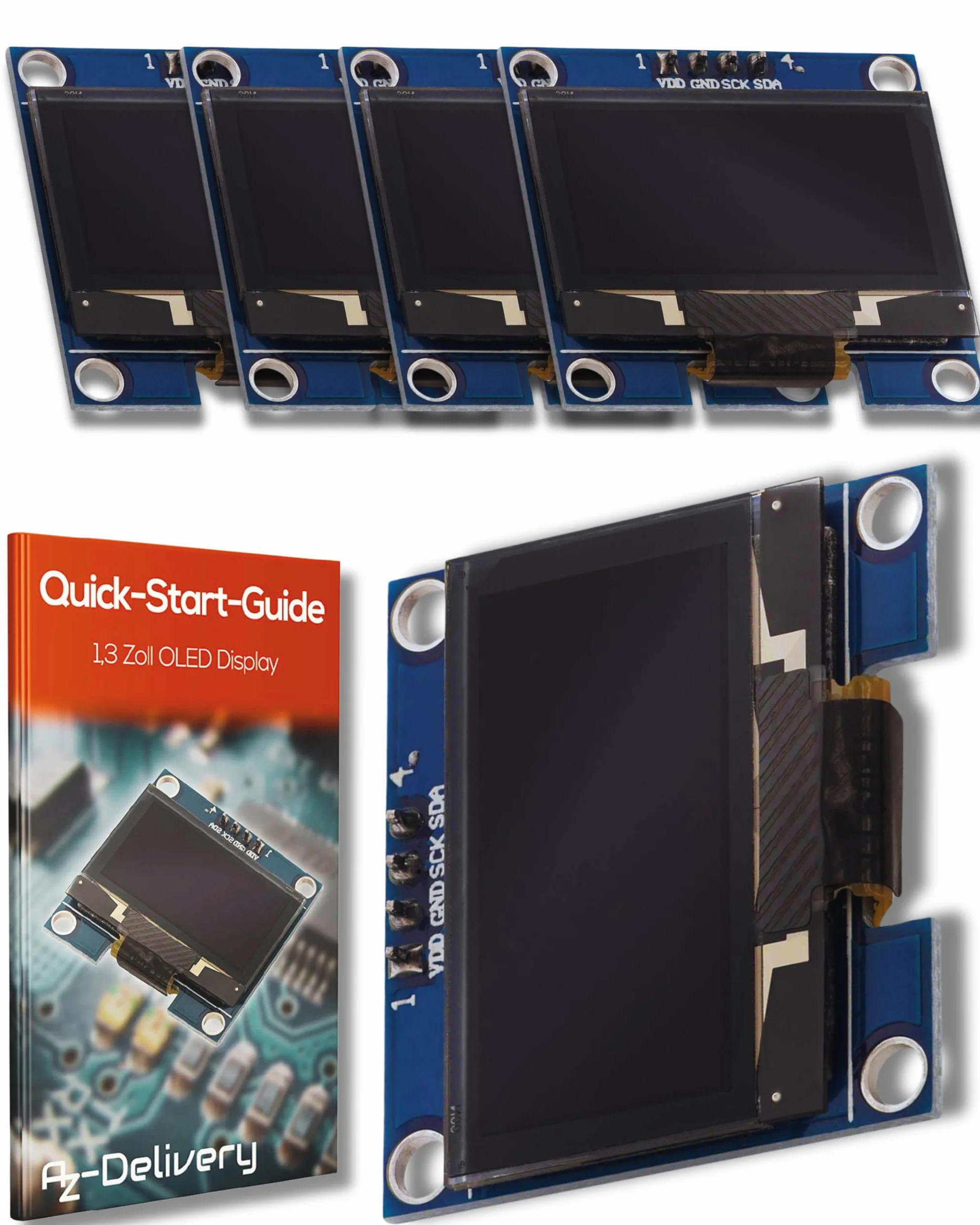 AZDelivery 3 x Écran OLED I2C 128 x 64 Pixels, Caractères de Couleur Blanche, SSH1106 1,3 Pouces Compatible avec Arduino et Raspberry Pi incluant Un E-Book!
